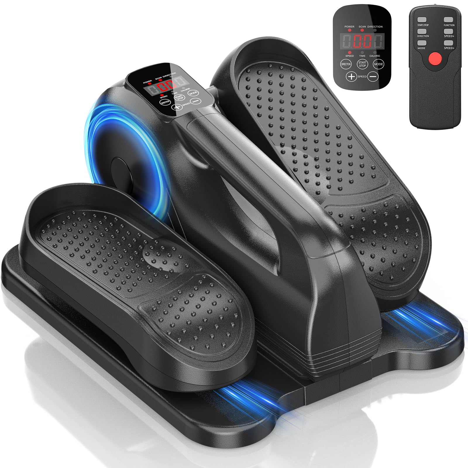 Under Desk Elliptical Machine - Quiet Electric Seated Pedal Exerciser with Remote Control & 6 Adjustable Speeds, Portable Leg Exercise Equipment for Home, Office or Seniors - Perfect for Work from Home, Physical Therapy & Low-Impact Workouts