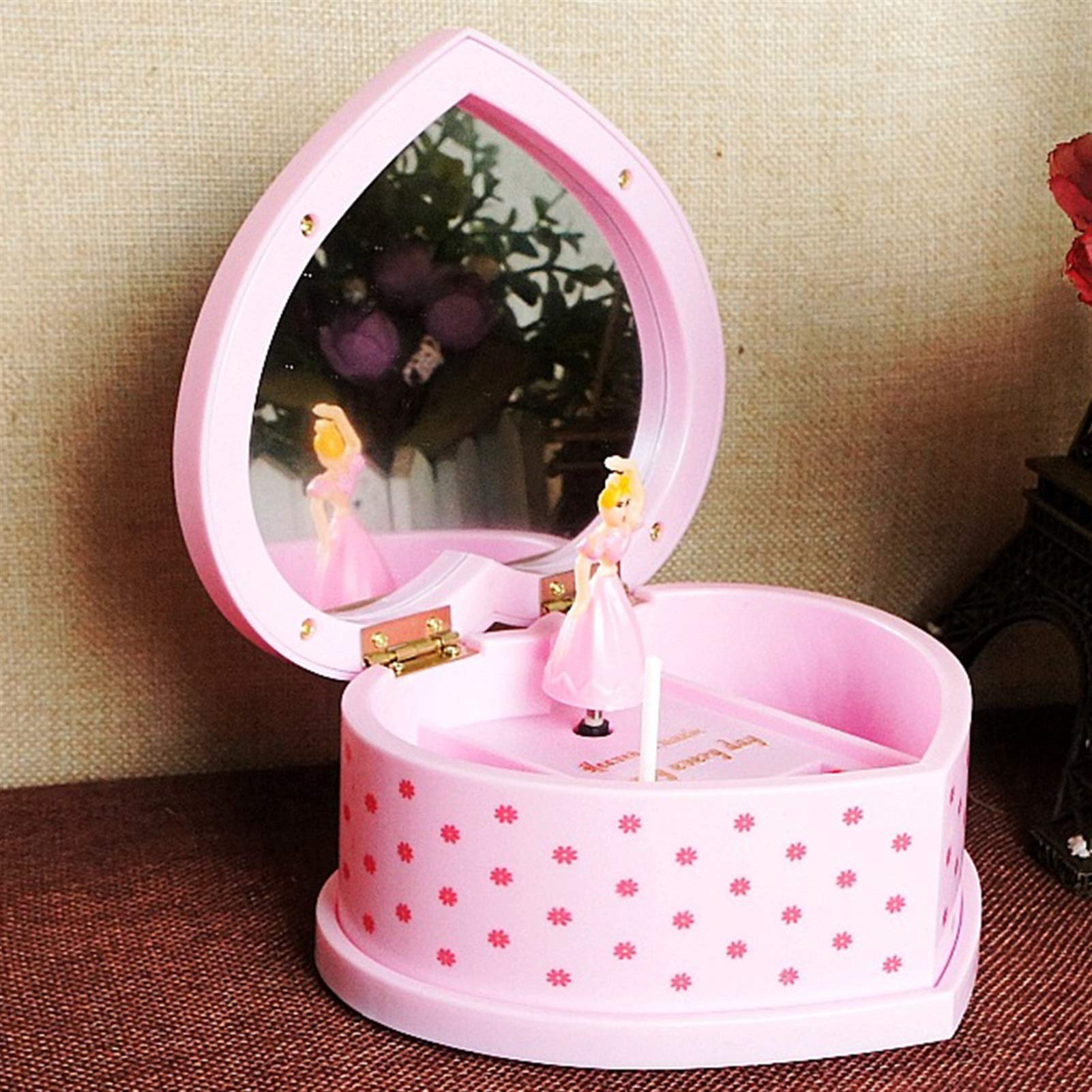 Heart-Shaped Ballerina Music Box with Mirror - Jewelry Storage & Home Decor, Mechanical Musical Gift for Girls, Romantic Bedroom & Wedding Decor (Color: D)