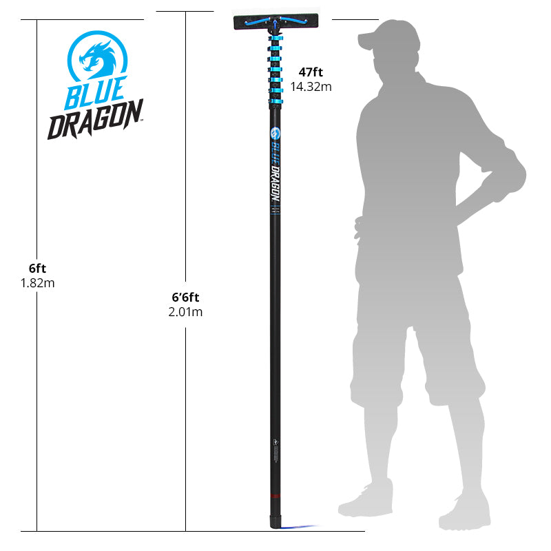 Blue Dragon Water Fed Pole Complete - Professional Window Cleaning Kit for High-Rise Buildings & Hard-to-Reach Areas