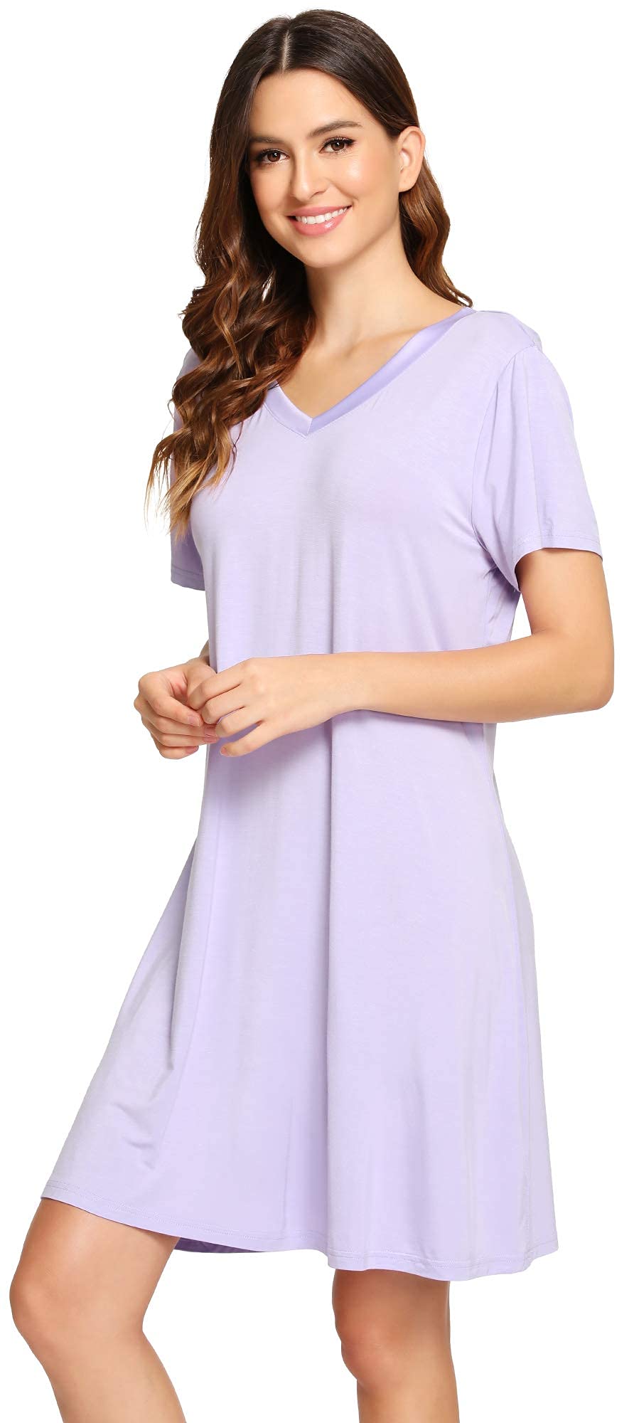 Soft Bamboo Viscose Nightgowns for Women - Comfortable Plus Size Sleep Shirts & Short Sleeve Pajamas (Sizes S-4X) - Perfect for Relaxing at Home, Lounging & Overnight Stays