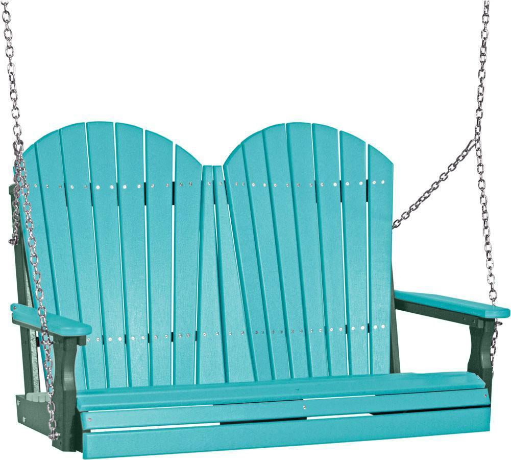 LuxCraft Aruba Blue Adirondack 4ft. Recycled Plastic Porch Swing - Outdoor Patio Furniture for Garden, Backyard, Deck Relaxation (Weather-Resistant & Eco-Friendly)