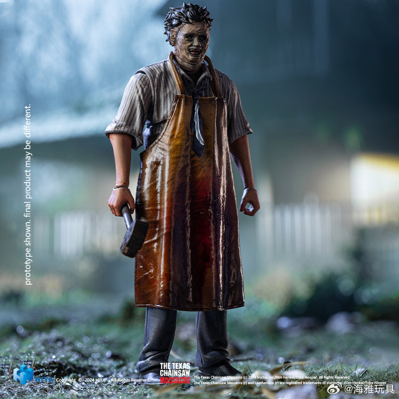 1/18 Scale HIYA 4-Inch Leatherface Action Figure - Texas Chainsaw Massacre Killer Mask Collectible for Horror Fans & Movie Enthusiasts | Perfect for Display, Cosplay & Halloween Decor