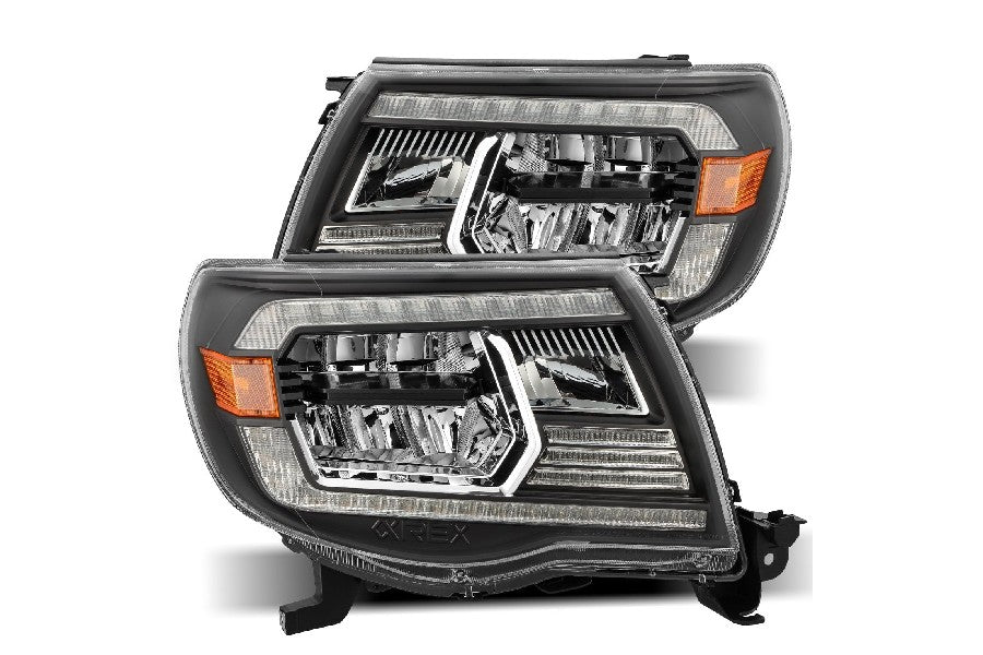 2005-2011 Toyota Tacoma AlphaRex Luxx Series LED Headlights - Black Crystal Clear Lens - High Performance Lighting Upgrade for Off-Road & Night Driving