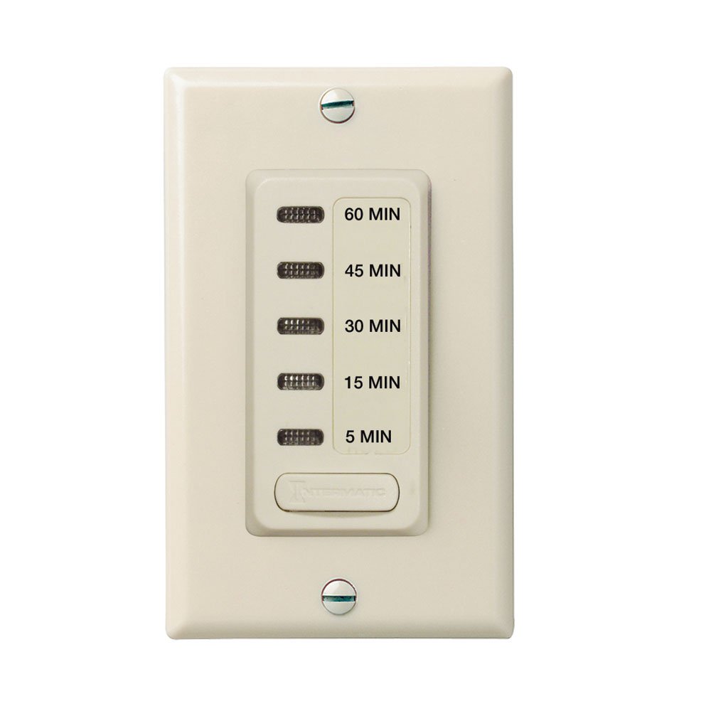 Intermatic EI205LA In-Wall Countdown Timer - 5/15/30/45/60 Minute Auto-Off Switch, Light Almond Finish | Perfect for Bathroom Fans, Security Lights & Energy Savings