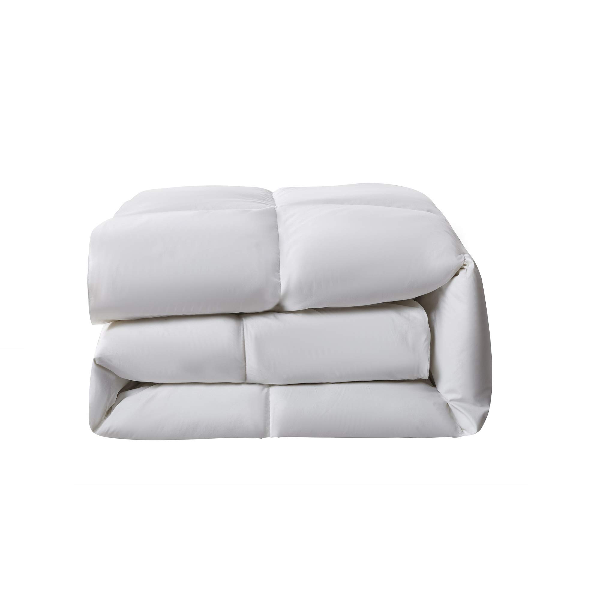 Serta Goose Feather Down Comforter Queen Size - 100% Cotton Duvet Insert - Hypoallergenic Luxury Bedding for All Seasons - Medium Warmth 90x90 Inches White - Perfect for Hotels, Guest Rooms & Cozy Home Bedrooms