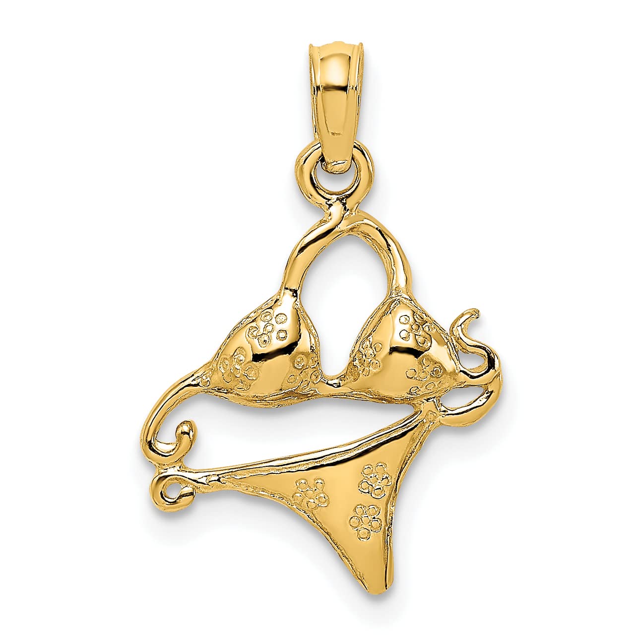 14k Yellow Gold Bikini Charm Pendant - Dainty Swimwear Jewelry for Necklace or Bracelet - Perfect for Beach Vacations, Pool Parties & Summer Fashion Accessories