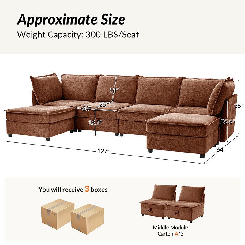 Harmetrix Oversized Soft Sectional Couch with Storage | Modern L-Shaped Sofa Bed with Hidden Compartment | Perfect for Living Room, Family Room & Small Spaces