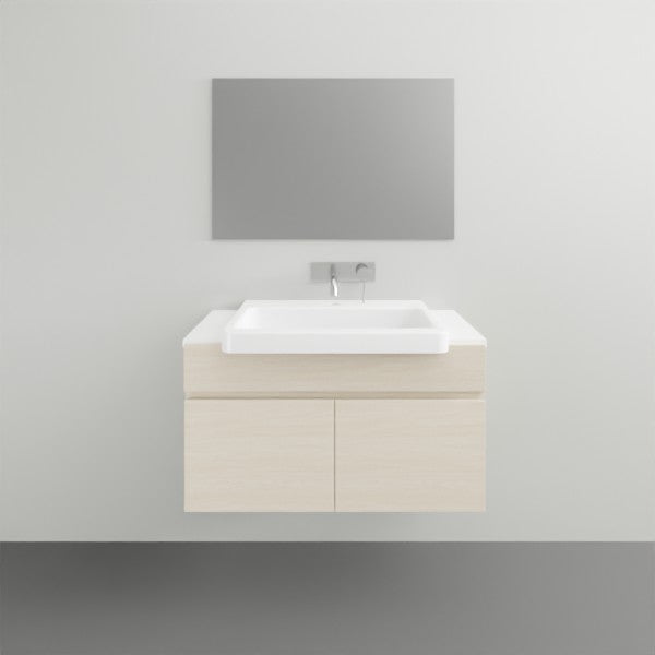 ADP Glacier Lite Semi-Recessed All-Door Slim Vanity with Solid Surface Top - Modern Bathroom Sink Cabinet for Small Spaces, Perfect for Apartments & Powder Rooms