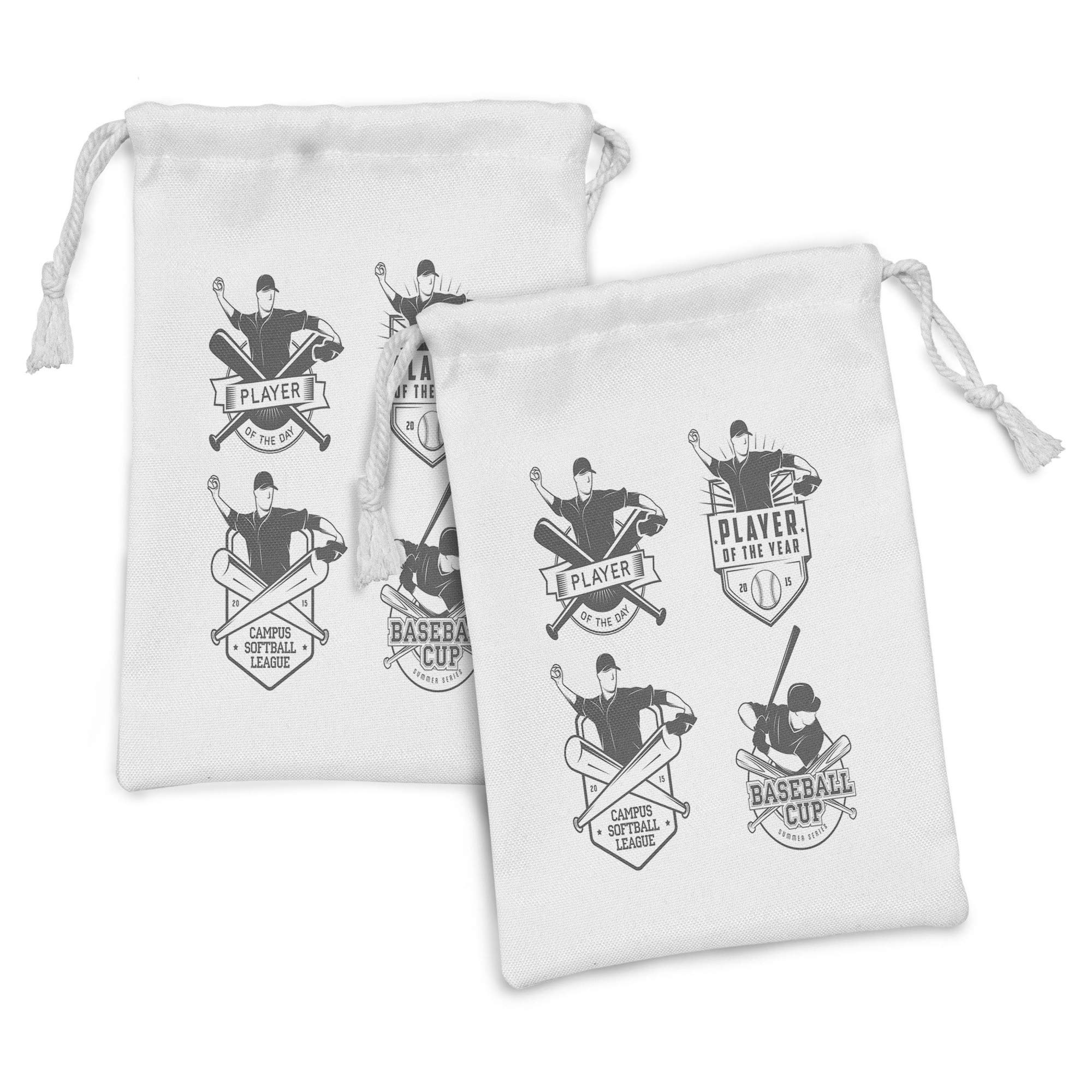Ambesonne 2-Pack Vintage Baseball & Softball Drawstring Pouches - 9