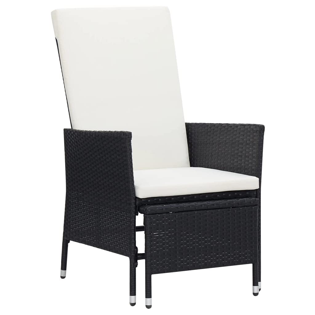 CHARMMA 2-Piece Outdoor Patio Lounge Set with Weather-Resistant Cushions - Black Poly Rattan Furniture (17KG) - Perfect for Backyard, Garden, Poolside Relaxation