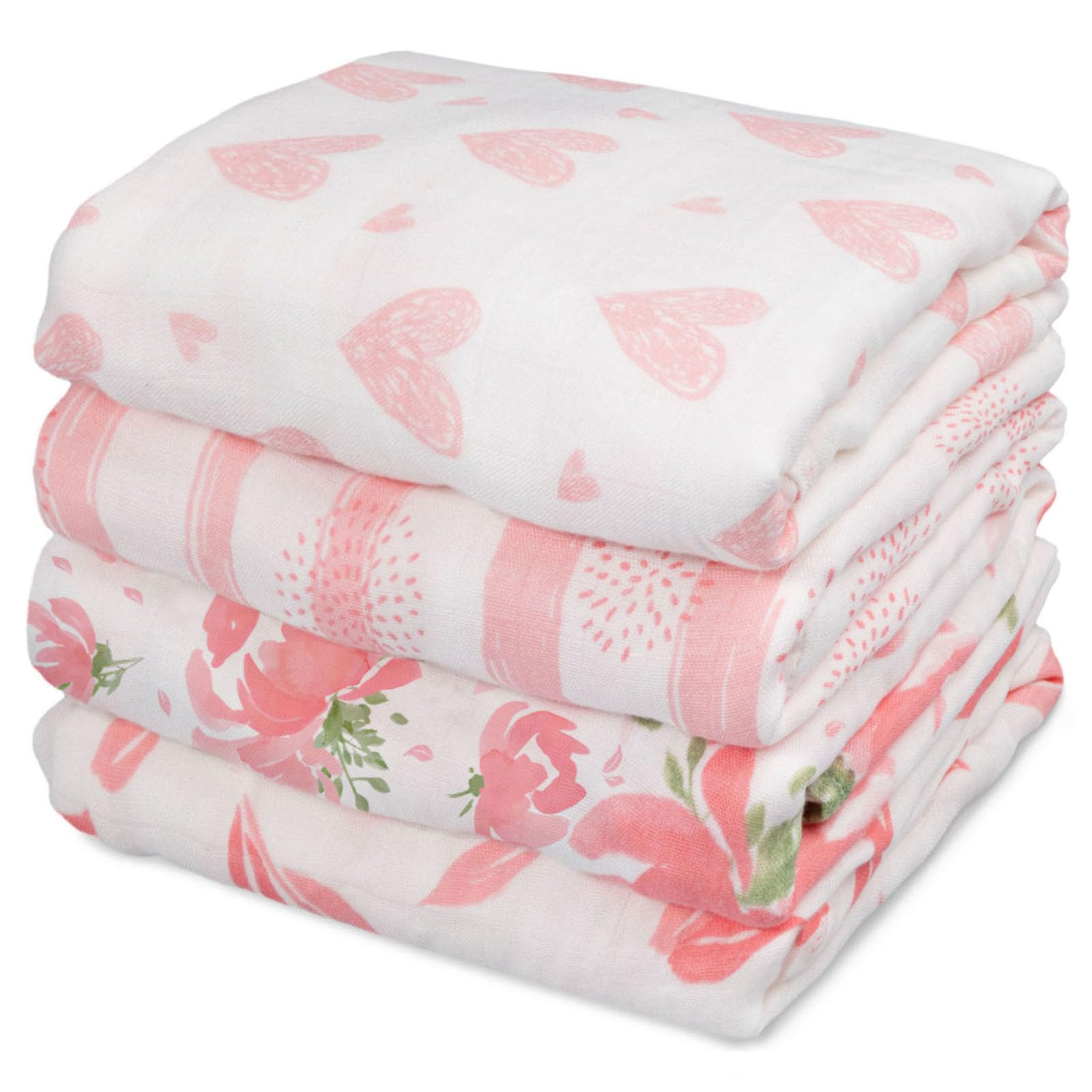 GLLQUEN Baby Muslin Swaddle Blankets 4-Pack - 35