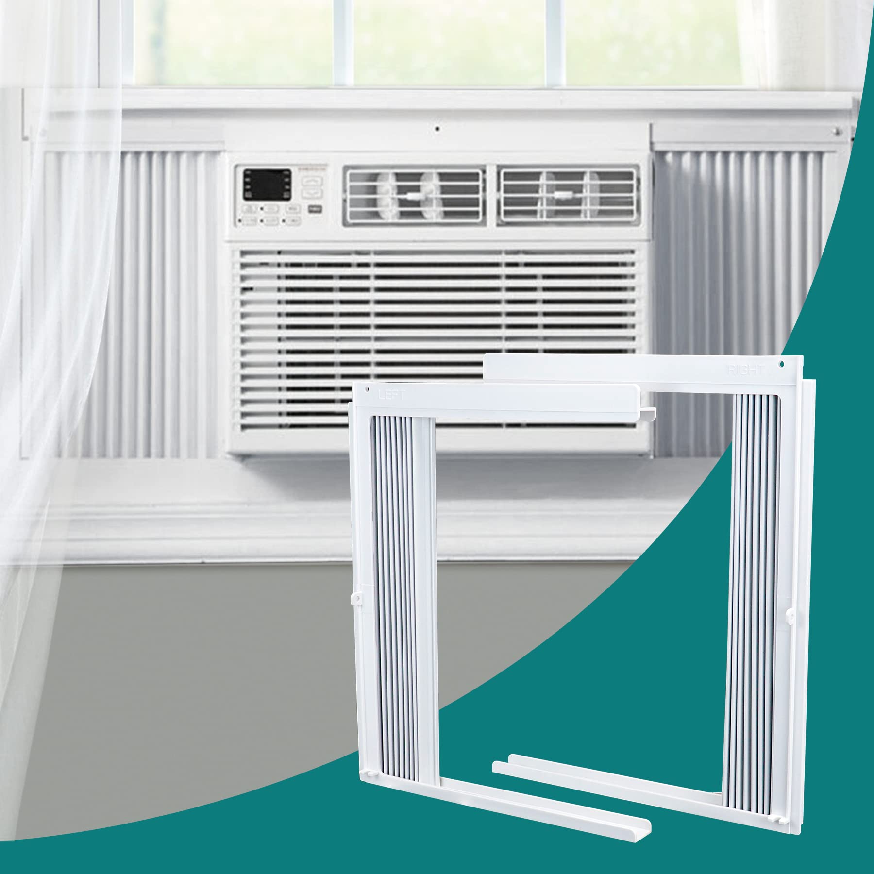 Window Air Conditioner Side Panels & Insulation Curtain Kit with Frame - Replacement Screen for 8,000 BTU AC Units | Perfect for Home Cooling, Energy Efficiency & AC Maintenance
