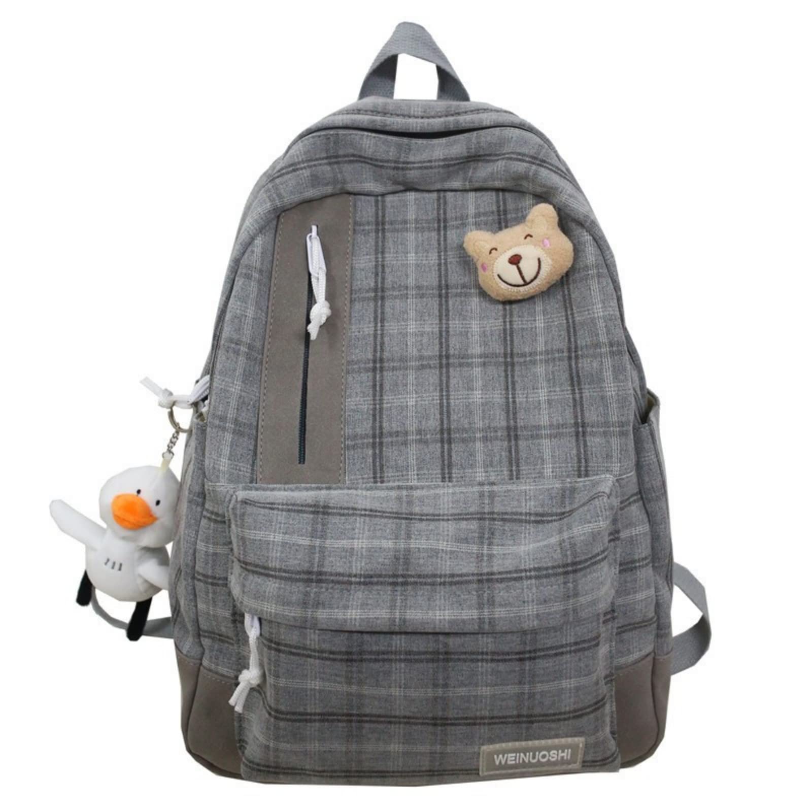 Cute Kawaii Backpack for Girls & Teens - Sage Green Aesthetic Daypack, Preppy School Bag, Lightweight Laptop Backpack for College, Travel & Daily Use (Grey)