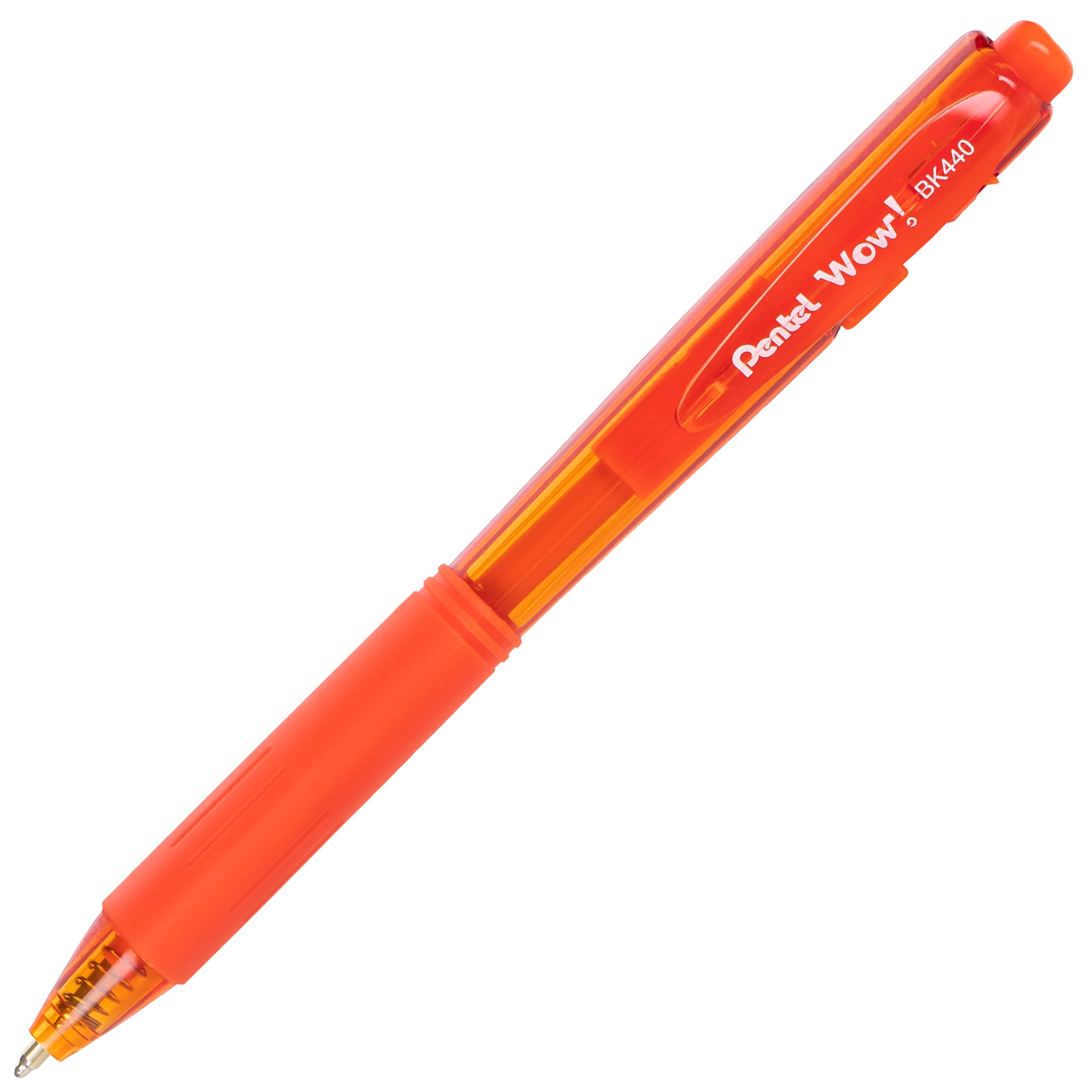 Pentel WOW! Retractable Ballpoint Pens - Medium Point (0.7mm), Smooth Orange Ink, 12-Pack (BK440-F) - Perfect for Office, School & Note Taking