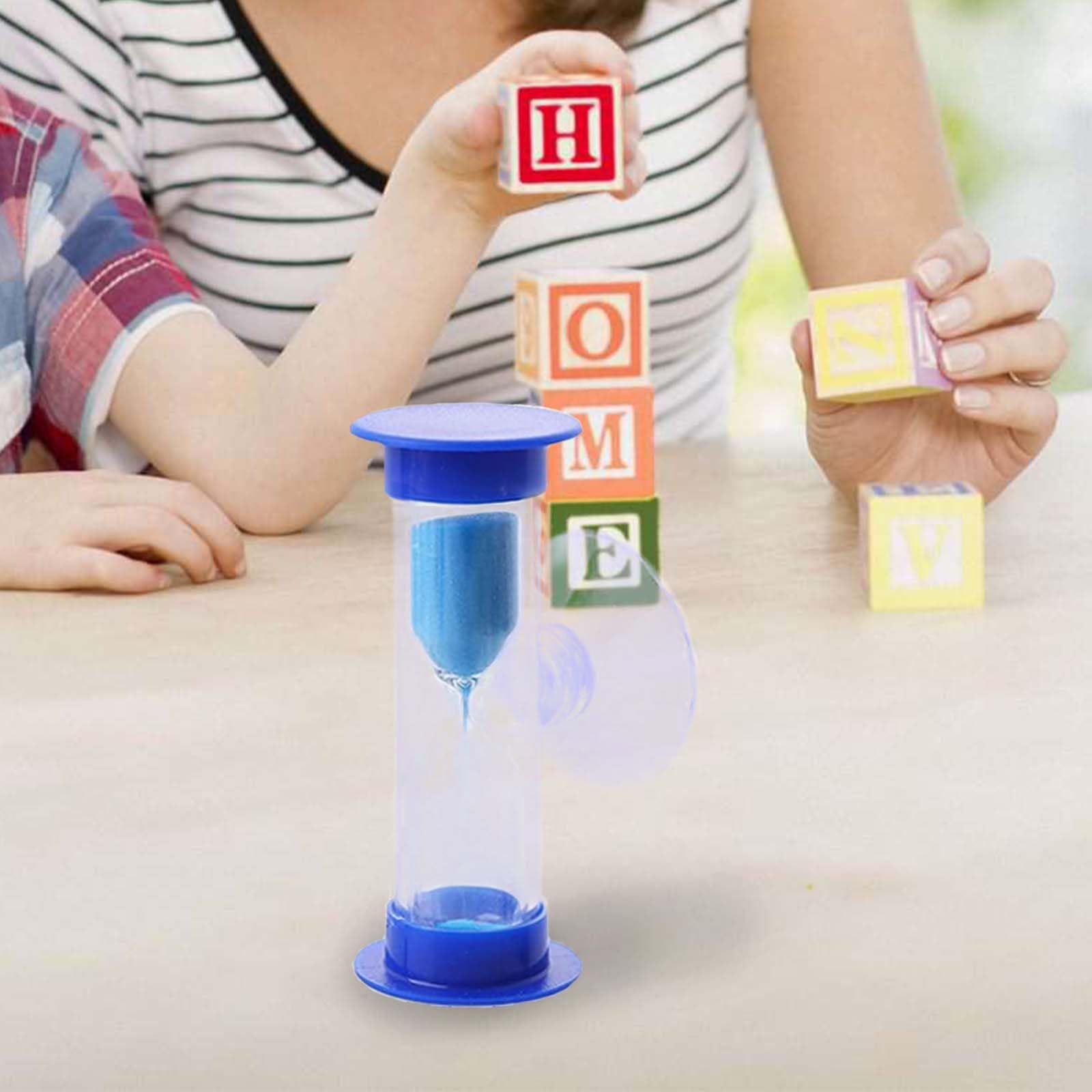 5 Minute Hourglass Sand Timer with Suction Cup - Unbreakable Blue Plastic Sand Clock for Kids, Games, Classroom & Toothbrush Timing - Perfect for Time Management, Learning Activities and Bathroom Use