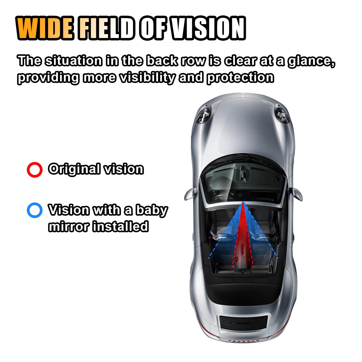 Universal Car Rearview Baby Mirror - Wide Angle Adjustable Clip-On Safety Mirror for Backseat Passengers - Black - Perfect for Monitoring Kids & Pets While Driving