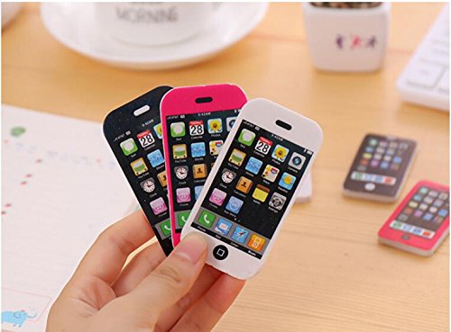 GRANDEY Novelty Phone-Shaped Rubber Eraser - 3-Pack Large Cute Erasers for School, Office & Art Supplies | Fun Kawaii Stationery Gifts for Kids, Students & Teachers | Perfect for Homework, Drawing & Classroom Use
