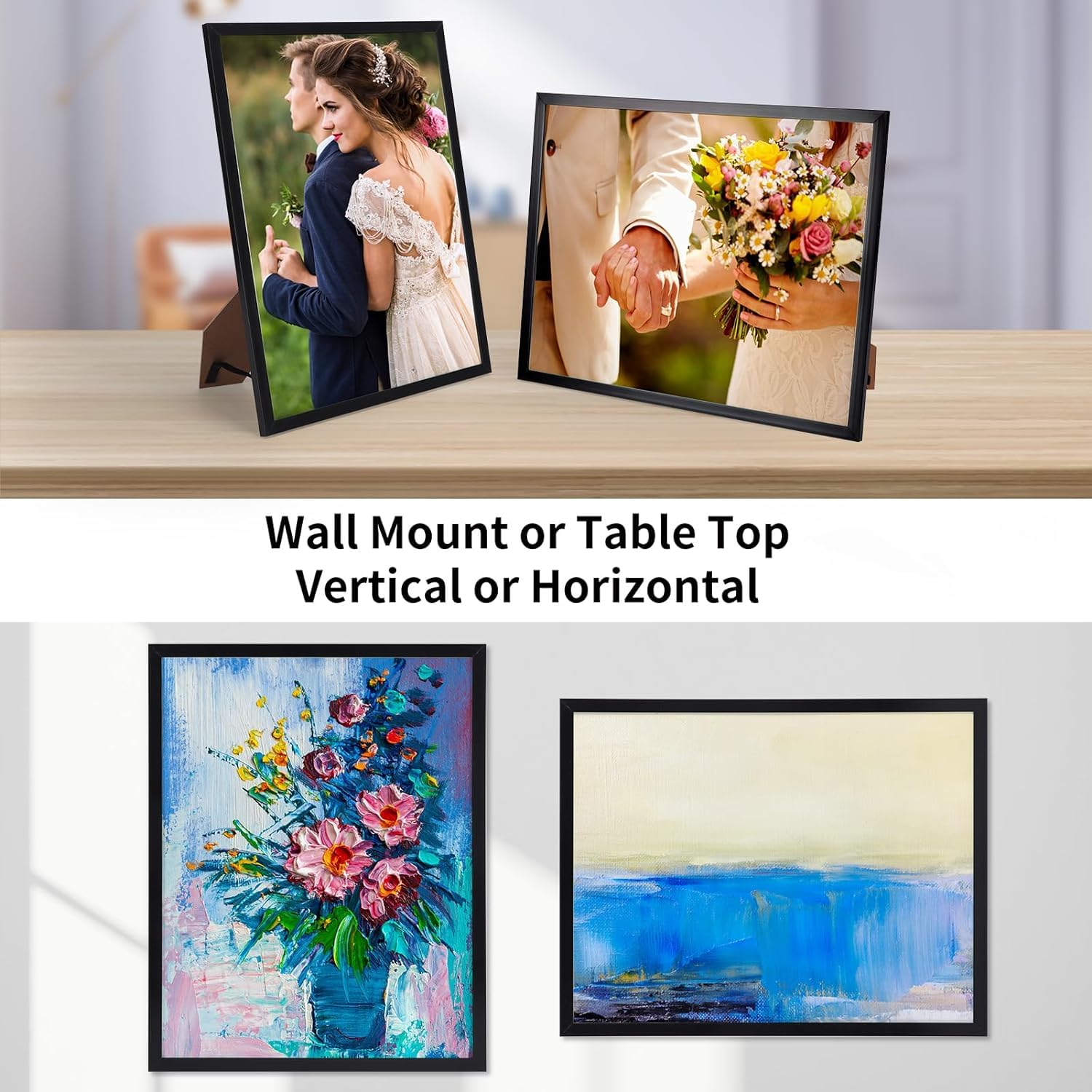 3 Pack A4 Photo Frames 20x28.5cm - Black Poster Picture Frames for Tabletop, Freestanding & Wall Mounting | Perfect for Home Decor, Office Display & Gift Giving