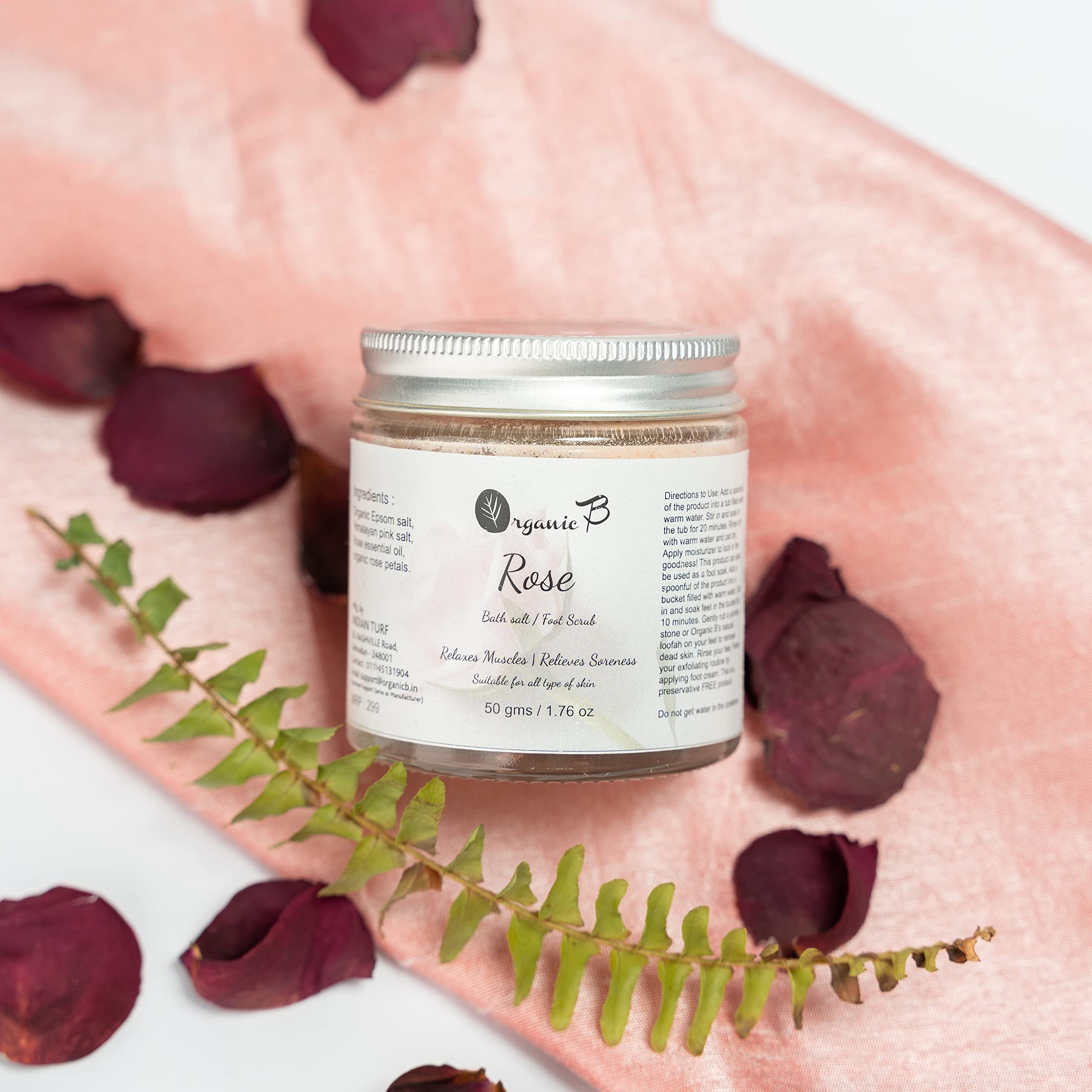 Organic B Rose Petal Luxury Bath Soak - 50g Epsom Salt & Himalayan Salt Blend for Body & Foot Spa | Skin Nourishment, Muscle Relief & Relaxing Aromatherapy | Perfect for Women & Men's Self-Care, Stress Relief & Spa Night at Home