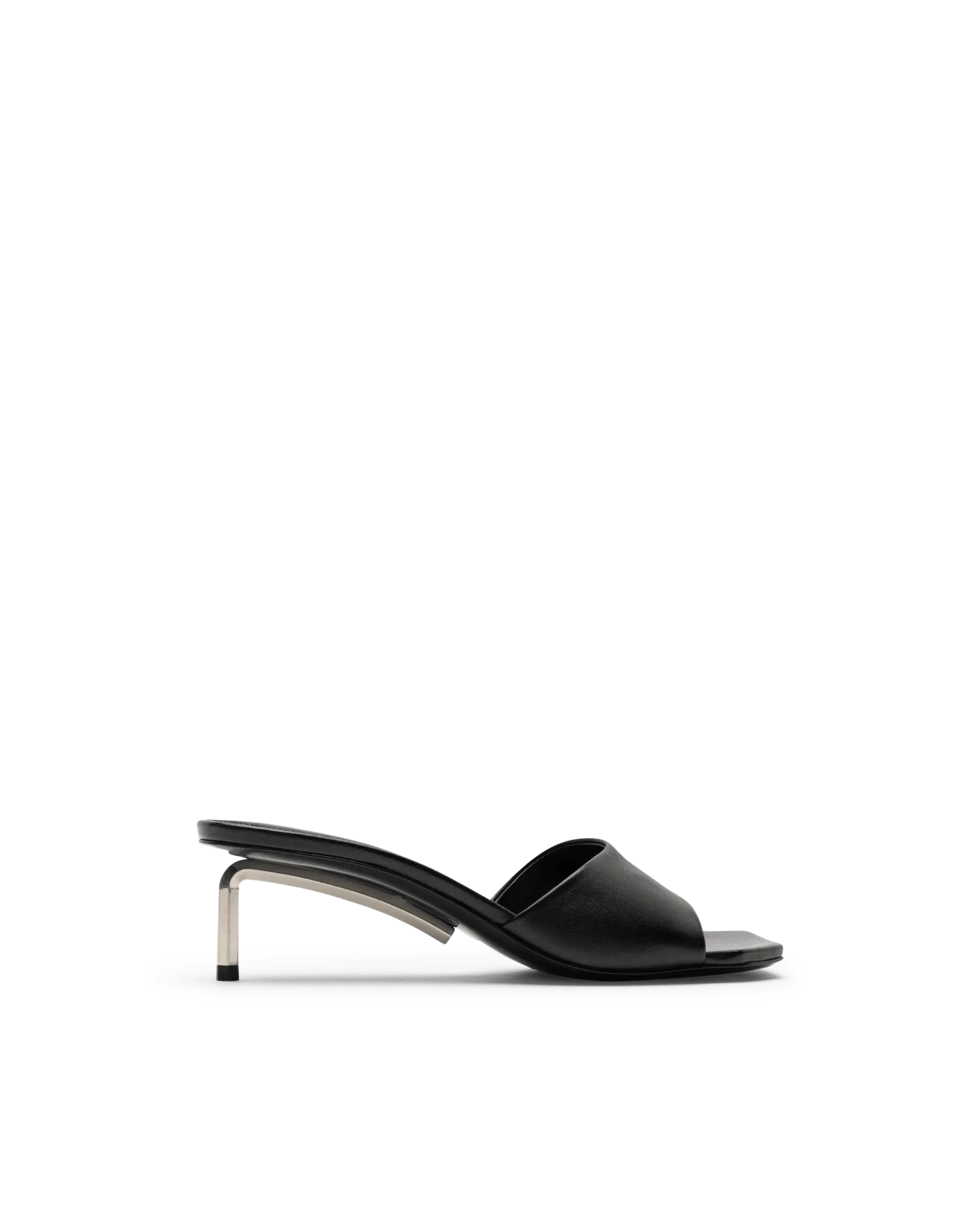 Open Toe Allen Leather Kitten Heel Mules - Women's Comfortable Slip-On Shoes for Office, Party & Casual Wear