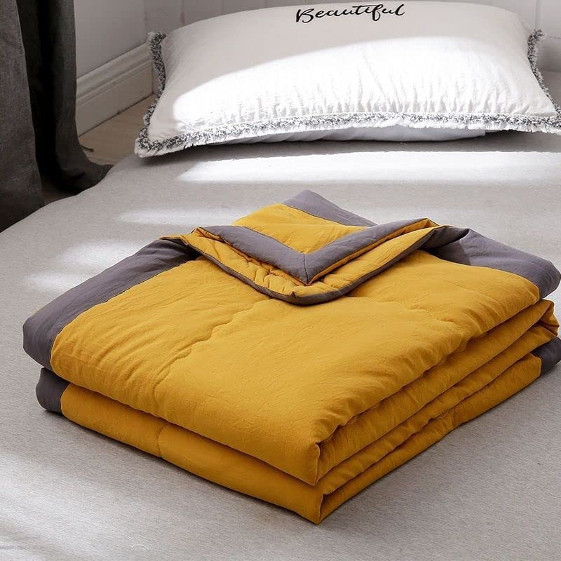 YHWW Summer Quilt Set - Soft & Breathable Lightweight Comforter for Kids & Adults (140x200cm, Yellow) | Machine Washable Bedding Blanket for Hot Weather, Guest Rooms & Summer Nights