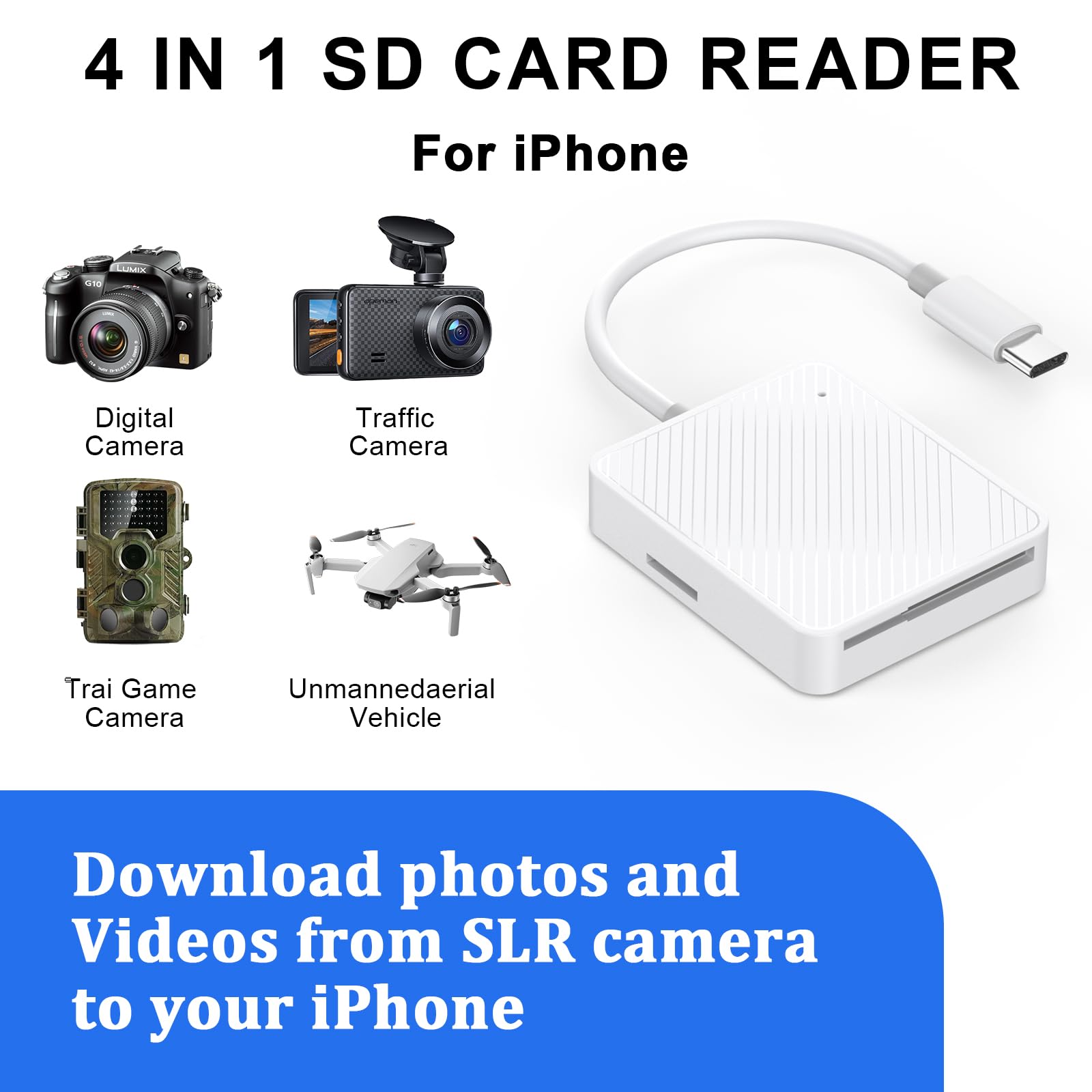 MFi Certified USB-C SD Card Reader for iPhone 16/15 Pro Max - High Speed Micro SD/TF Memory Card Adapter Compatible with iPhone 15/16 Series, iPad & Mac - Perfect for Photographers, Videographers & Content Creators