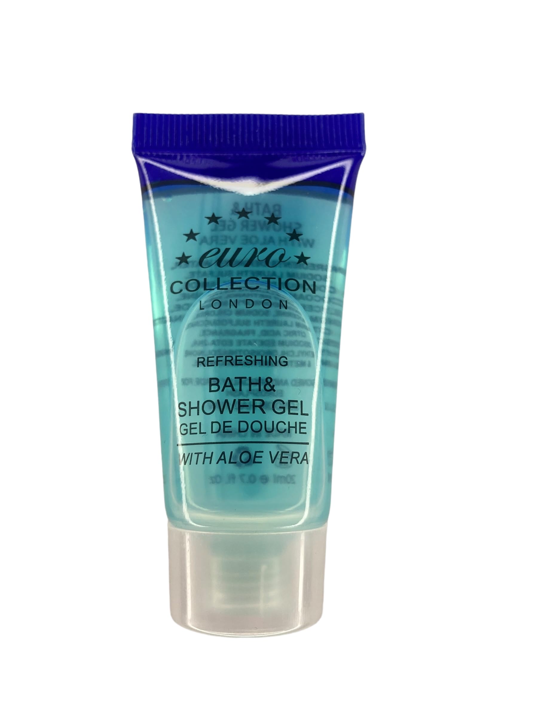 20ml Euro London Collection Aloe Vera Refreshing Bath & Shower Gel - Pack of 50 Tubes | Moisturizing Body Wash for Hotels, B&Bs, Gyms & Travel | Ideal for Guest Amenities & Personal Use