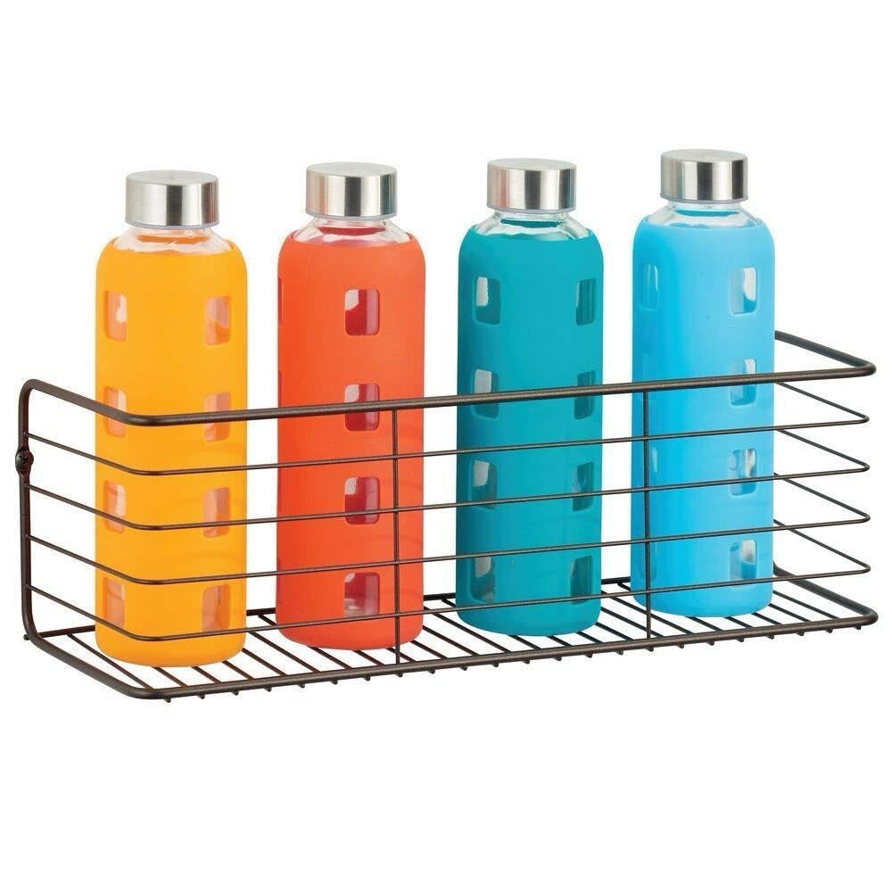 Multipurpose Iron Wall-Mounted Kitchen Shelves Spice Rack - Medium Size 16x5.5x5.5 Inches - Black Spice Holder & Bottle Organizer - Perfect for Kitchen, Bathroom, Garage Storage & Organization