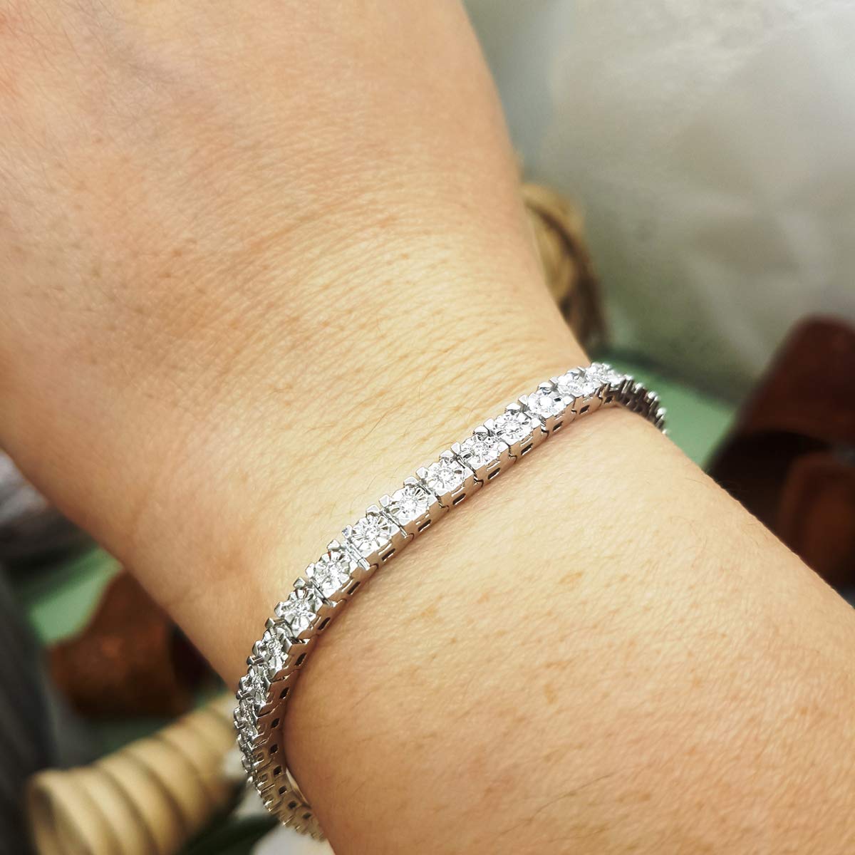14K Solid White Gold Round White Diamond Tennis Bracelet for Women | 0.85 Cttw Dazzlingrock Collection | Perfect for Weddings, Parties & Special Occasions