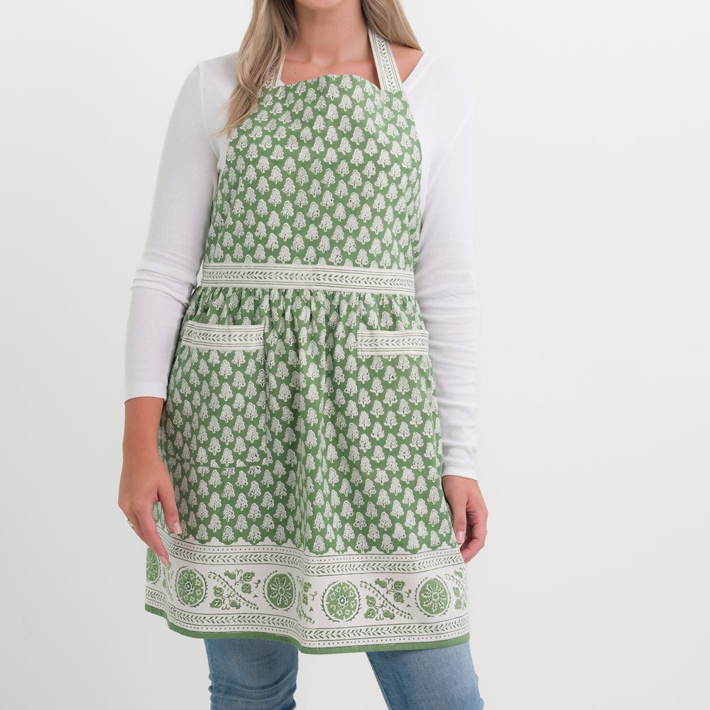 Pom Buti Green Apron - Eco-Friendly Kitchen Apron for Cooking, Baking & Grilling - Perfect for Chefs & Home Cooks