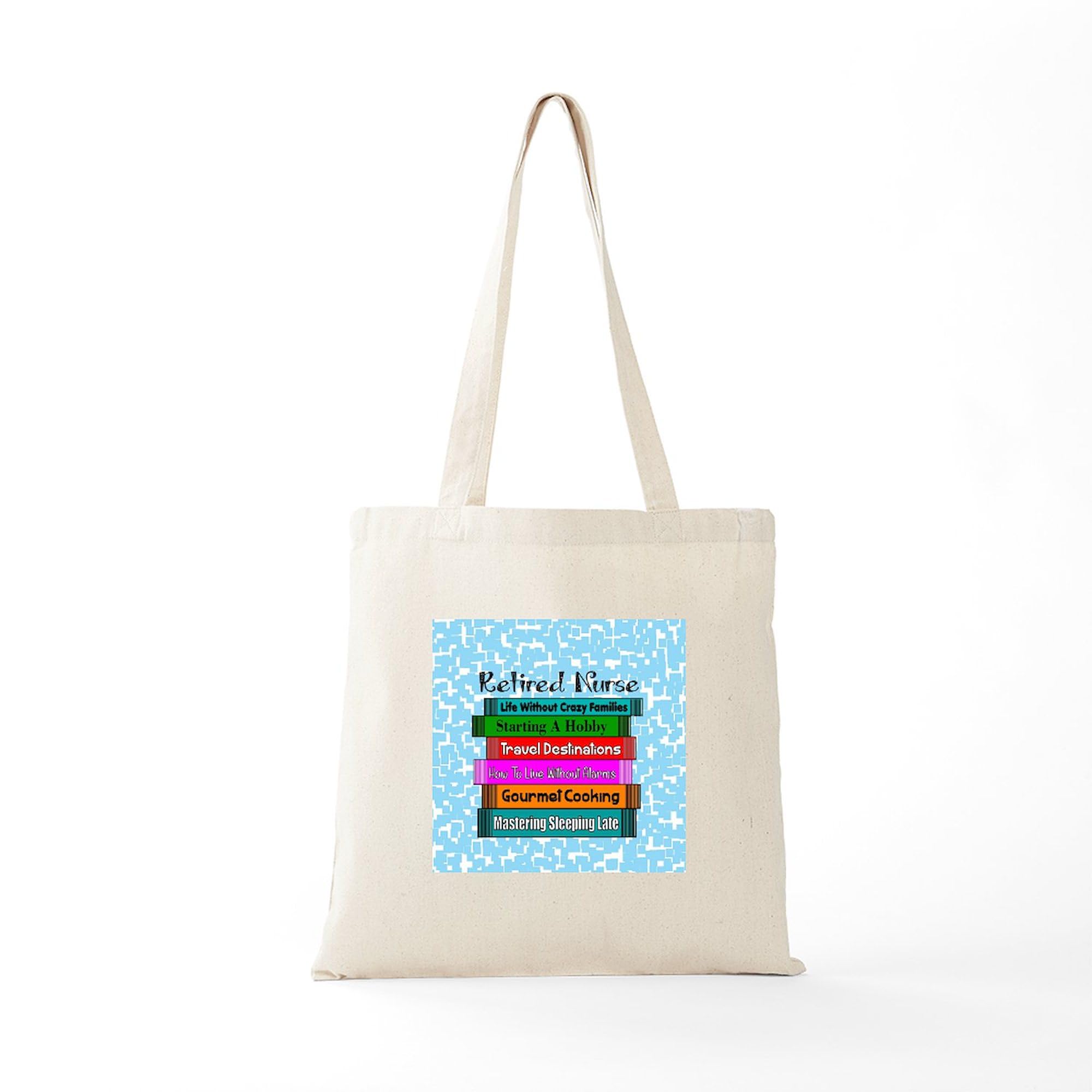 Retired Nurse Books Tote Bag - Natural Canvas Reusable Shopping Bag for Nurses & Book Lovers - Perfect for Work, Groceries & Library Visits
