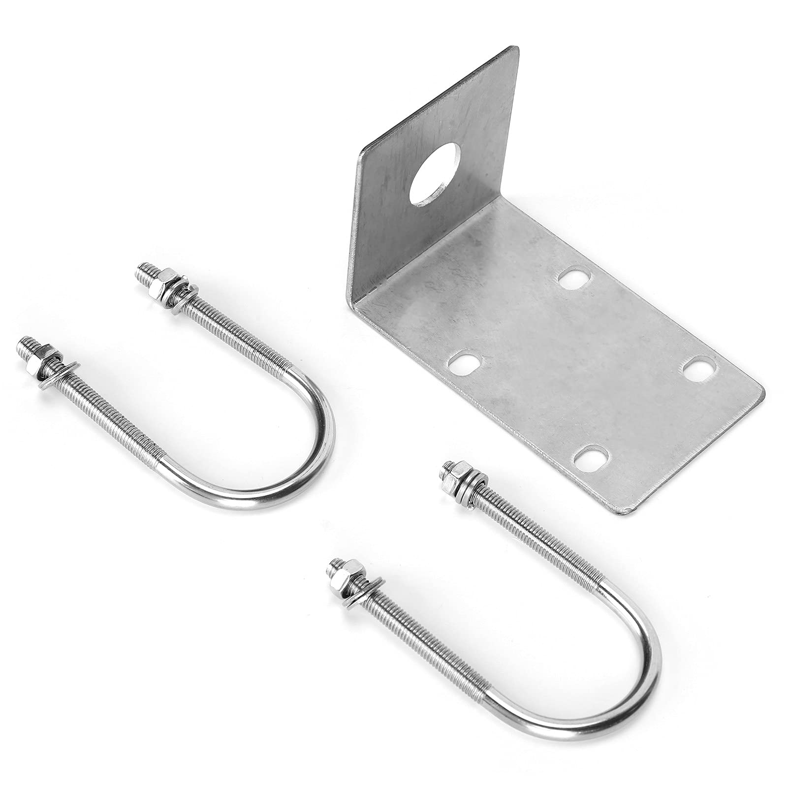 Stainless Steel L-Bracket U-Bolt Clamp for Car Ham Radio Antenna Mount - Universal Vehicle-Mounted UV & HF Antenna Installation - Perfect for Off-Roading, Emergency Communication & CB Radio Setups