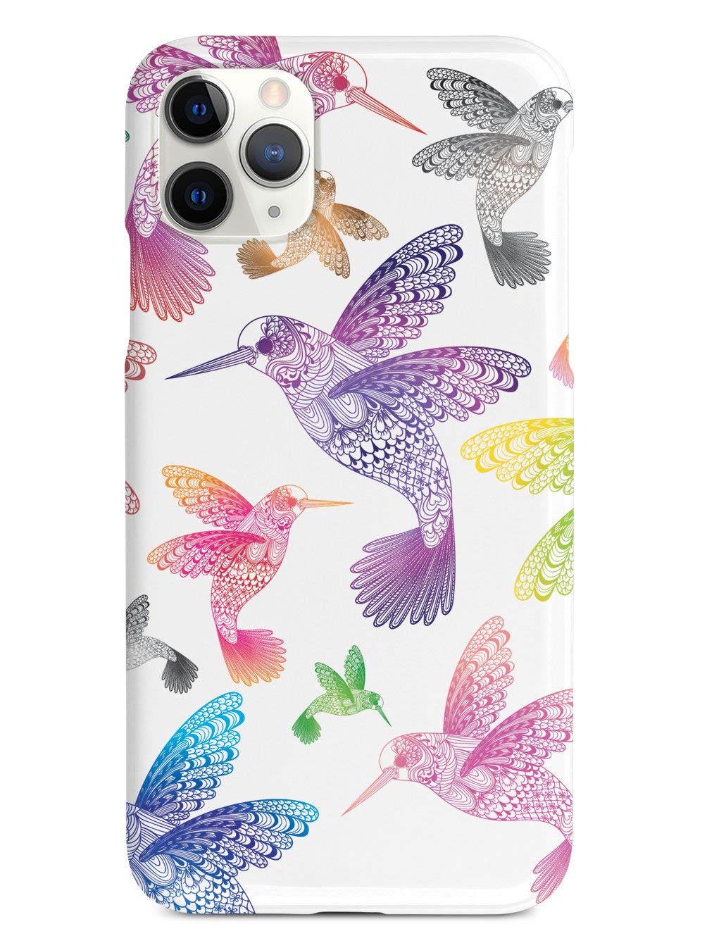 Inspired Cases - 3D Textured Protective Phone Case for Apple iPhone 12 Pro Max - Zentangle Hummingbirds Design - Shockproof & Anti-Scratch Cover - Multicolor - Perfect for Everyday Use, Travel & Outdoor Activities