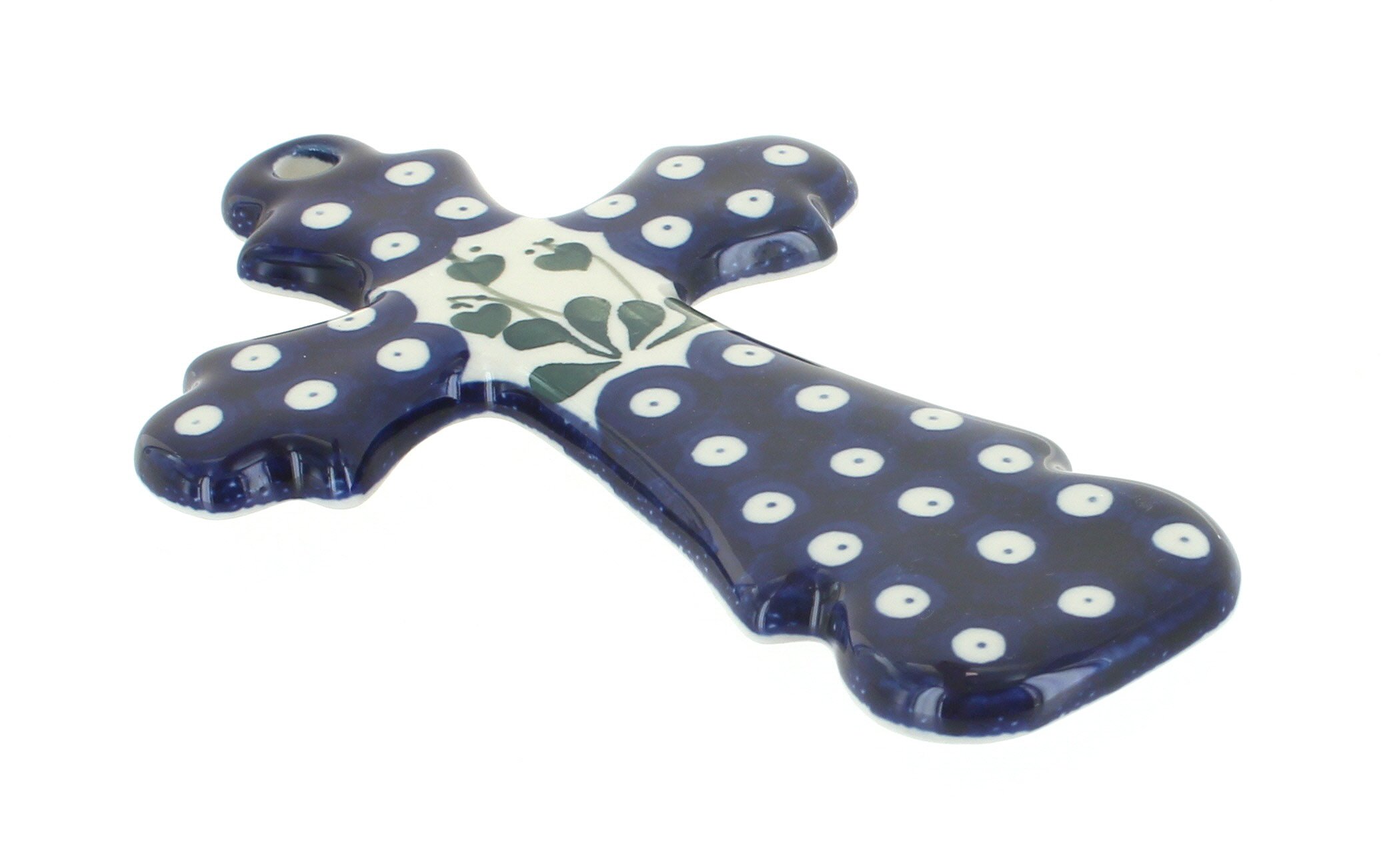 Blue Rose Polish Pottery Alyce Cross - Handmade Ceramic Cross Decor for Home, Wall & Garden - Perfect for Christian Gifts, Wedding Favors & Spiritual Decorations