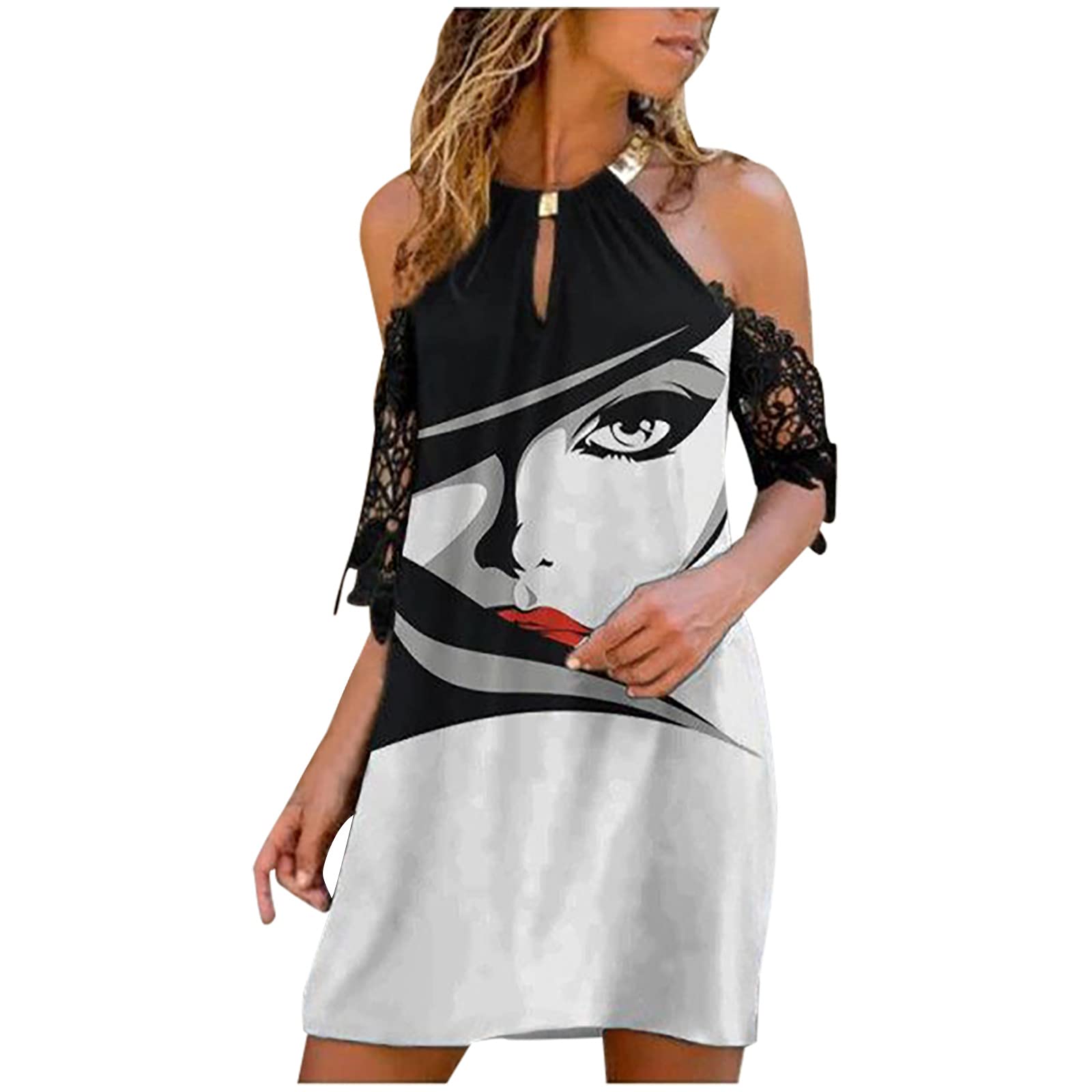 Women's Floral Beach Party Dress - Casual Summer Sleeveless Halter Neck Boho Print Sundress | Perfect for Pool Parties, Vacations & Tropical Getaways