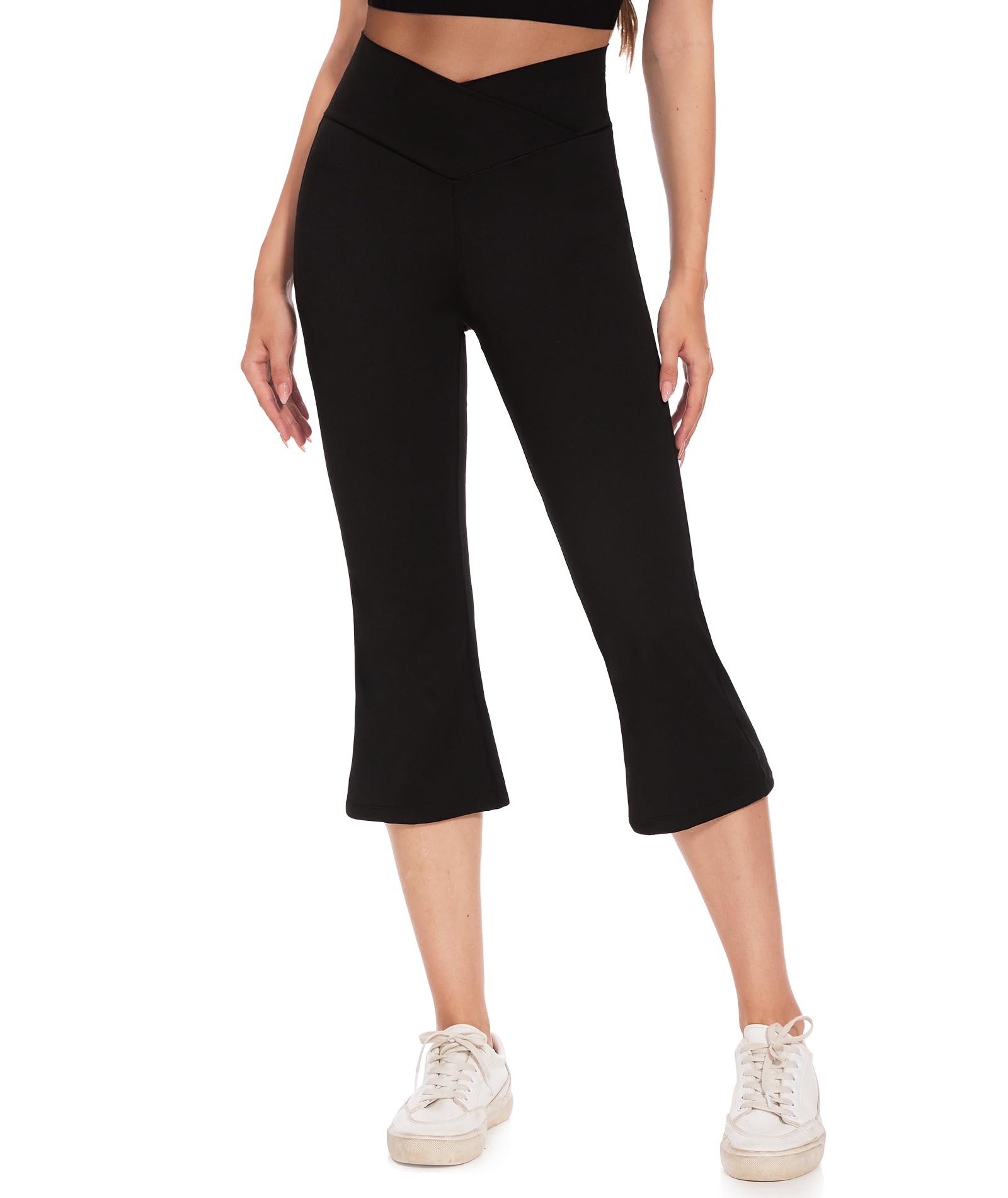 SAFORT Women's Summer Capri Yoga Pants - 3/4 Length Bootcut V-Waist Lightweight 7/8 Sports Trousers for Yoga, Running, Gym & Casual Wear