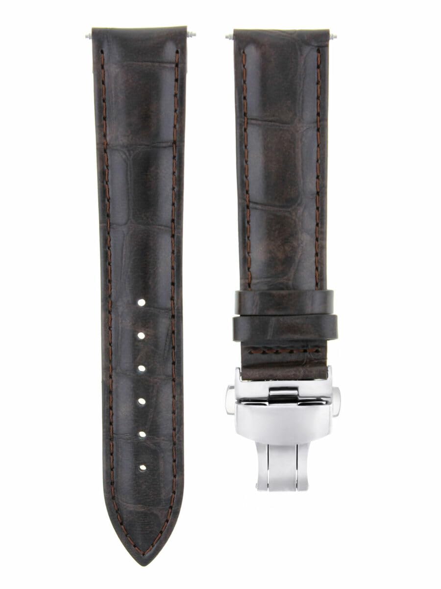 24mm Genuine Leather Watch Band Strap for Oris Watches - Dark Brown Replacement Strap with Deployment Clasp | Dress Watch Accessory for Business & Formal Occasions