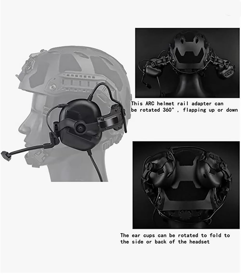 Tactical Shooting Headset with U94 PTT 2pin & ARC Rail Adapter - Noise Cancelling Ear Protection with Clear Sound Pickup | Perfect for Range Training, Hunting & Military Operations