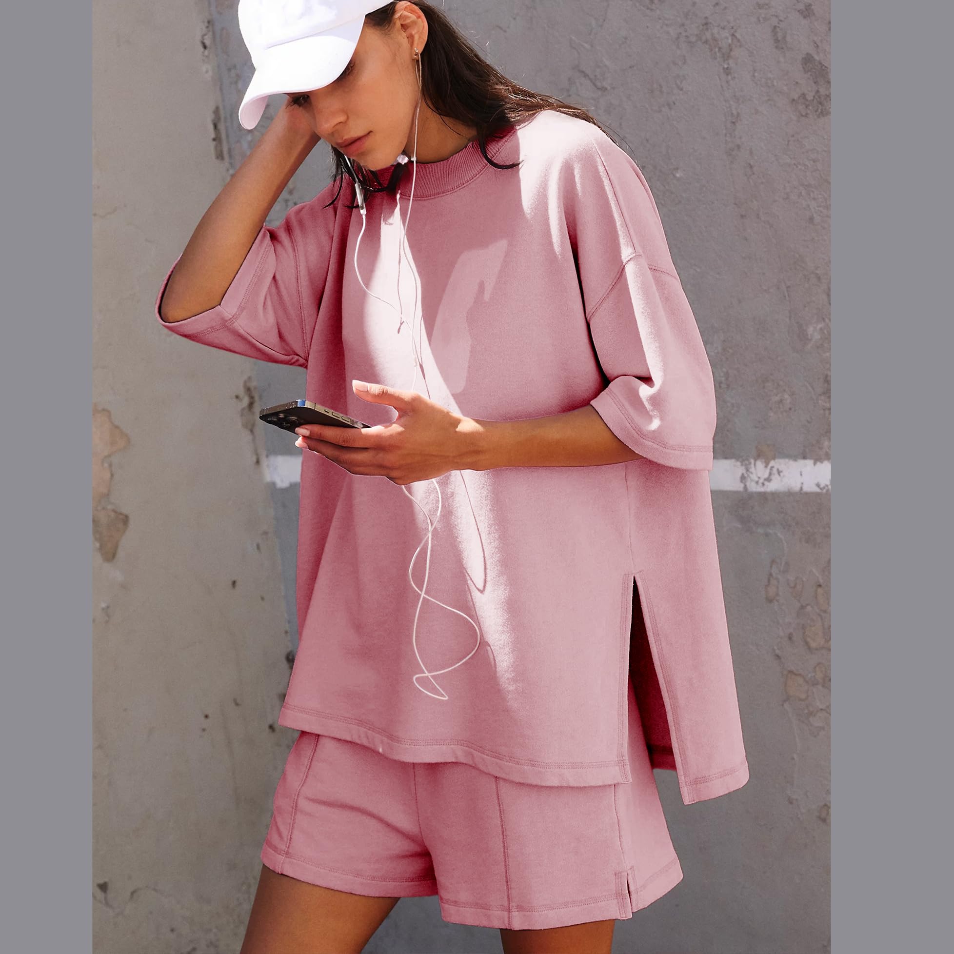 Women's Plus Size 2-Piece Lounge Set - Short Sleeve Cute Top & Shorts | Summer Maternity PJs | Cozy Loungewear for Home, Yoga & Relaxation
