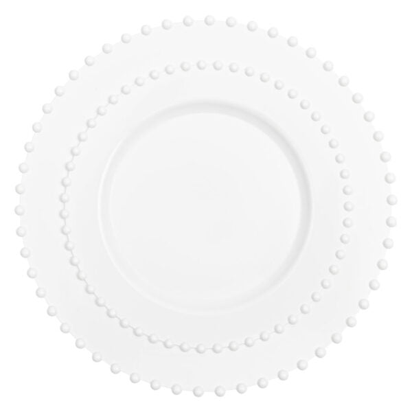 32-Piece White Round Plastic Dinnerware Set - Beaded Rim Disposable Plates, Bowls, Cups & Cutlery for 16 Guests - Perfect for Parties, Picnics, BBQs & Outdoor Events