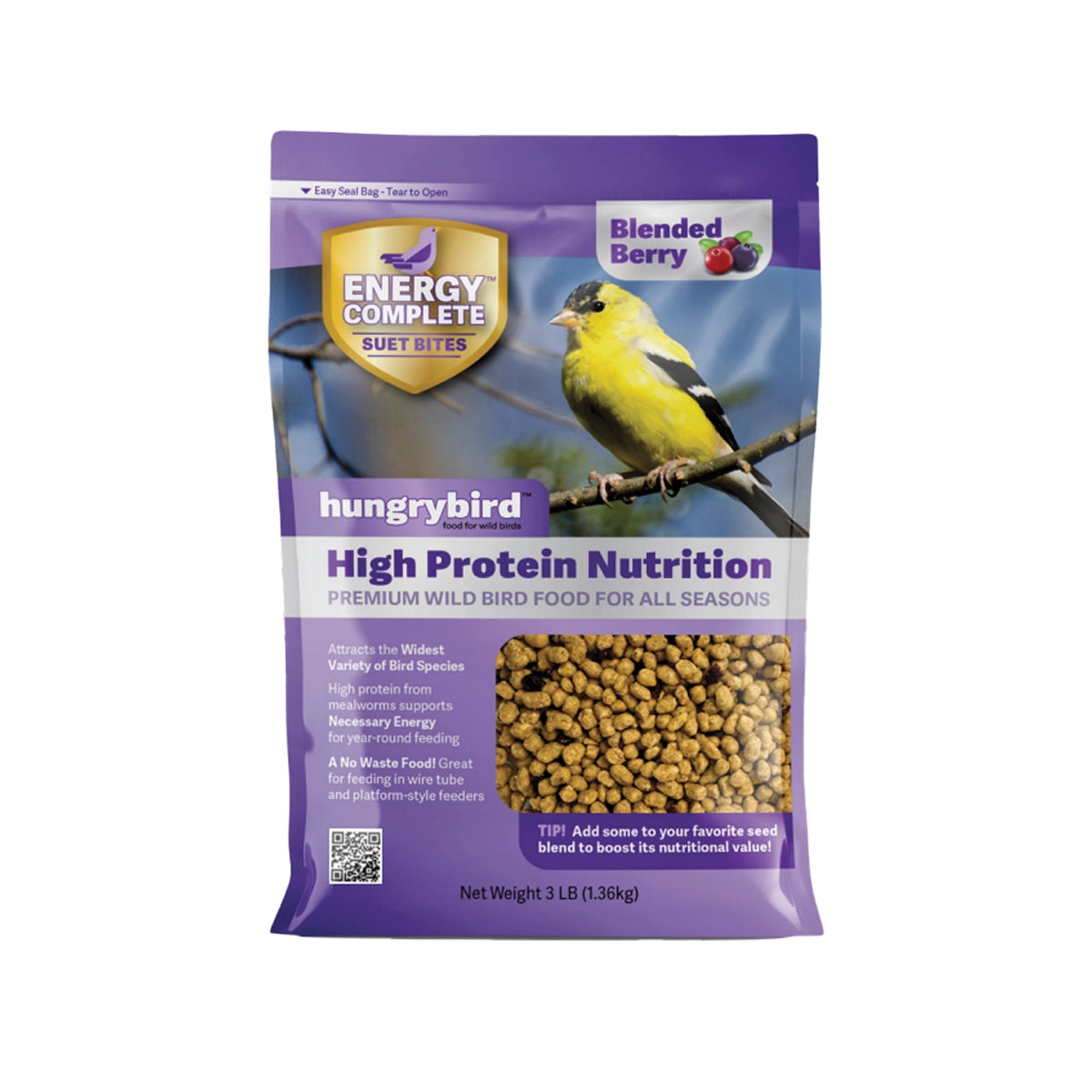 Energy Complete Blended Berry Suet Bites for Birds - High Protein Wild Bird Food, Nutritious Berry Flavor Suet Cakes - Perfect for Backyard Bird Feeders, Woodpeckers & Winter Bird Feeding
