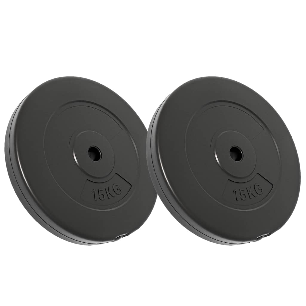 vidaXL 30 kg Cement Weight Plates Set of 2 - Strength Training & Home Gym Equipment for Weightlifting, CrossFit, and Fitness Workouts