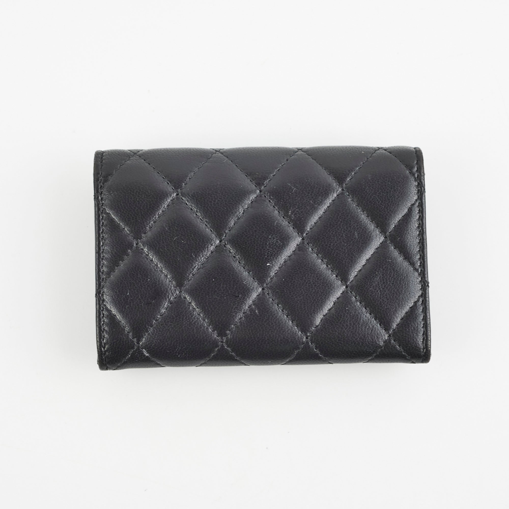 Chanel Mini Black Lambskin Card Holder Wallet - Luxury Compact Leather Credit Card Case for Women - Perfect for Everyday Use, Travel & Gift Giving
