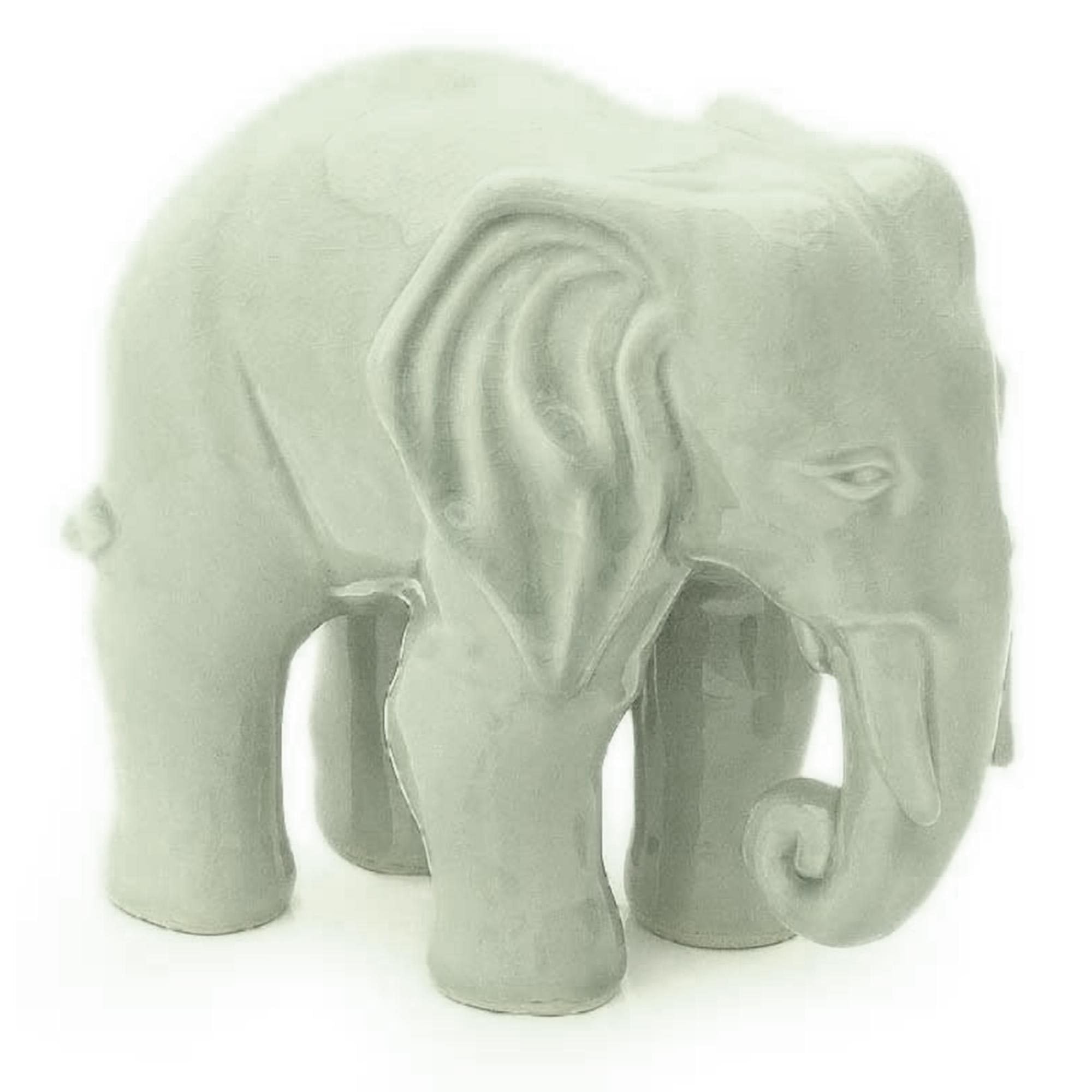 Handmade Green Celadon Ceramic Elephant Sculpture - 9.25 Inch Tall Good Luck Statue for Home Decor | Feng Shui Gift & Office Desk Ornament