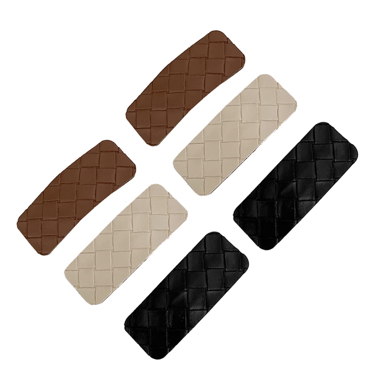 3 Pairs Rectangle PU Leather Hair Clips for Women - Simple Snap Hair Pins & Barrettes - Wedding, Party, and Everyday Styling Accessories