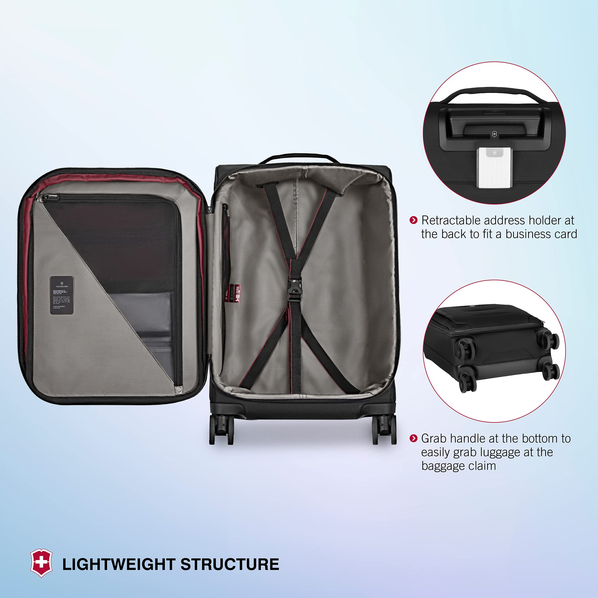Victorinox Crosslight Frequent Flyer Plus Softside Carry-On Luggage - 46L Lightweight Expandable Rolling Suitcase with Foldable Organizer - Perfect for Business Travel & Weekend Getaways - Black