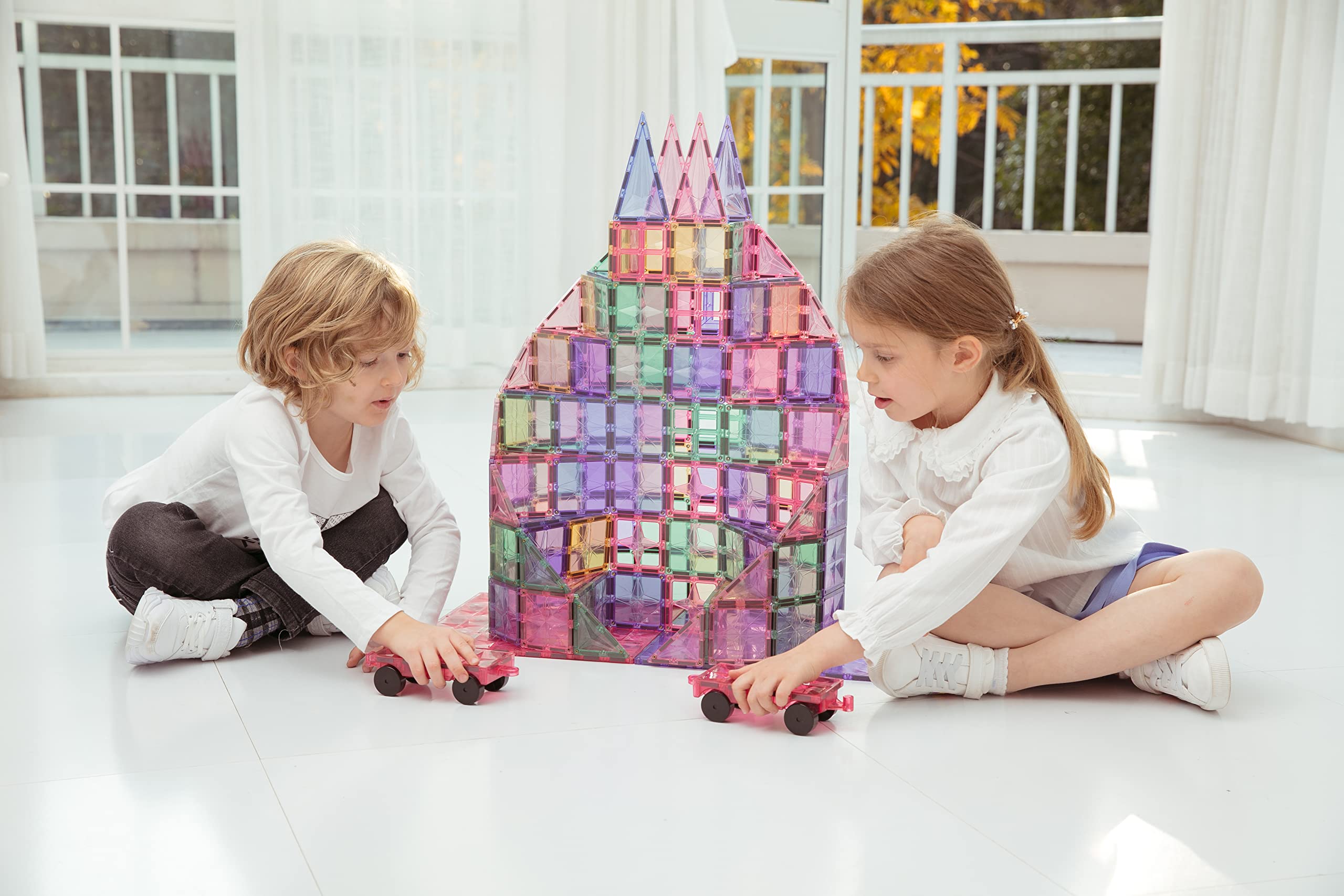 Premium Magnetic Tiles Building Set - 100+ STEM Authenticated Magnetic Blocks for Kids Ages 3-10 | Educational Construction Toys for Boys & Girls | Perfect for Classroom, Home Play & Creative Learning Activities