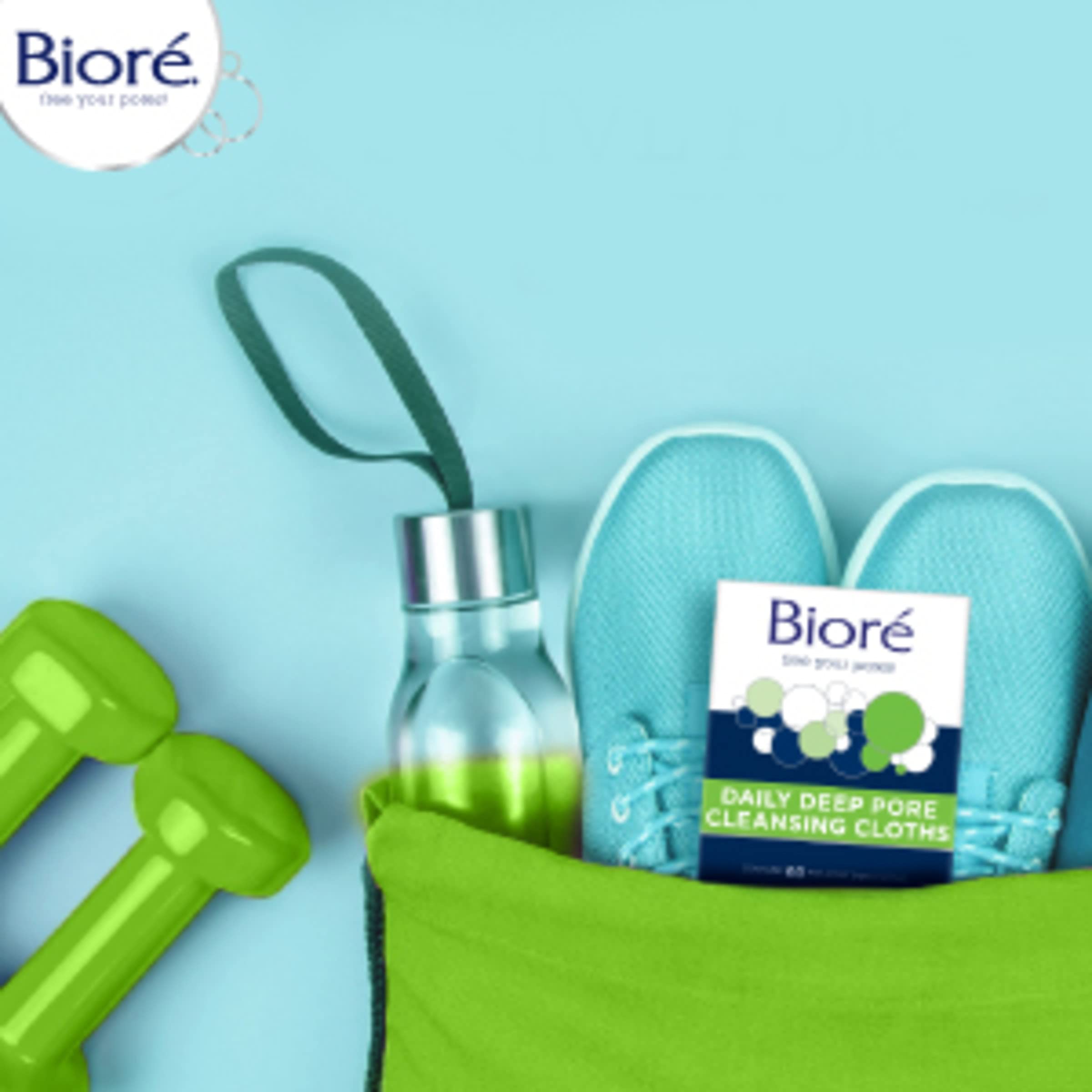 Bioré Daily Make Up Removing Facial Cleansing Wipes with Salicylic Acid - Oil Free Pore Unclogging Scrub for Deep Cleansing, Removes Dirt & Excess Oil, 5oz (HSA/FSA Approved) - Perfect for Travel, Gym & Nighttime Skincare Routine