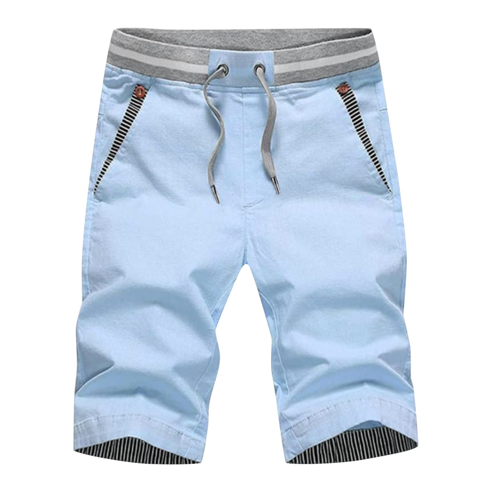 Men's Athletic Gym Shorts with Drawstring - Breathable Linen Workout Shorts for Running, Training & Casual Wear - Solid Color with Pockets - Perfect for Summer, Beach & Sports Activities