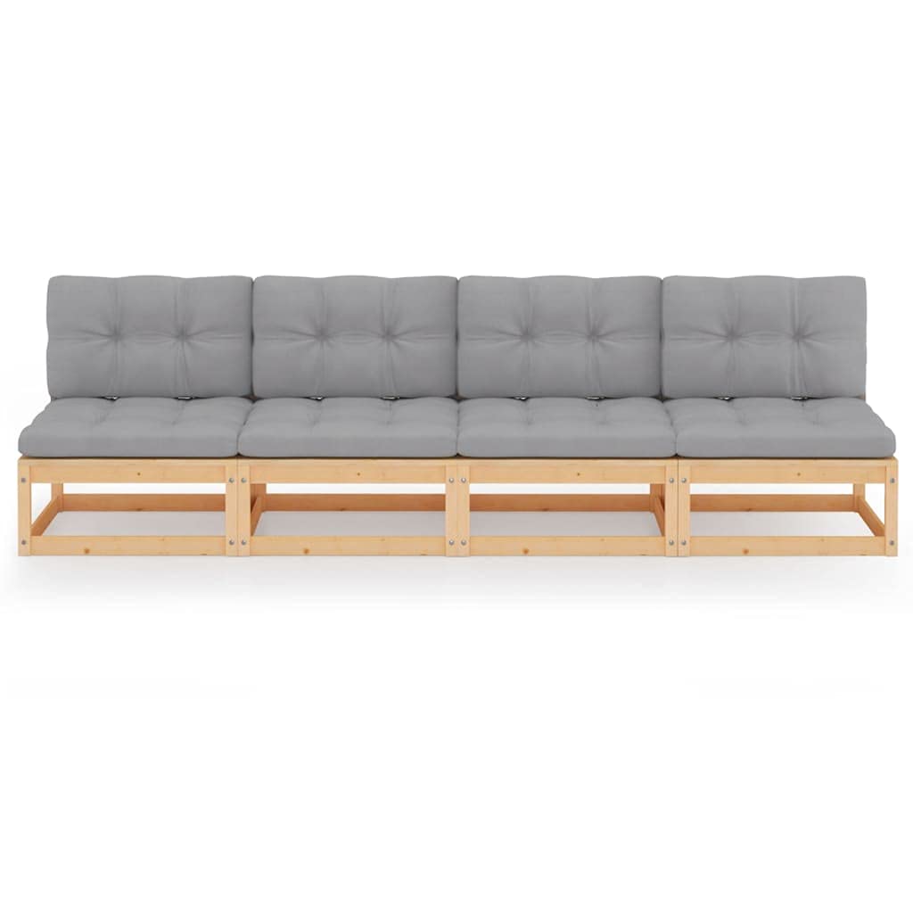 Outdoor Patio Furniture Set - 4-Piece Sectional Sofa with Cushions for Garden, Balcony, Backyard | Durable Solid Pinewood | Perfect for Relaxing, Entertaining & Outdoor Gatherings